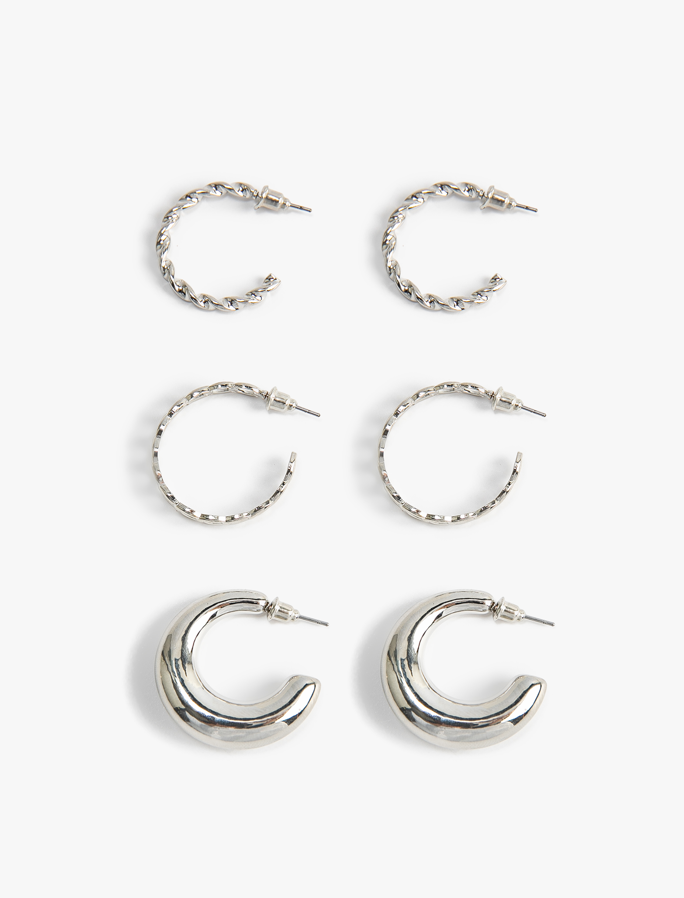  Kadın Kalın Halka Küpe Seti 3'lü