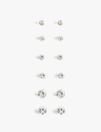 Top Küpe Seti 6'lı Taş Detaylı