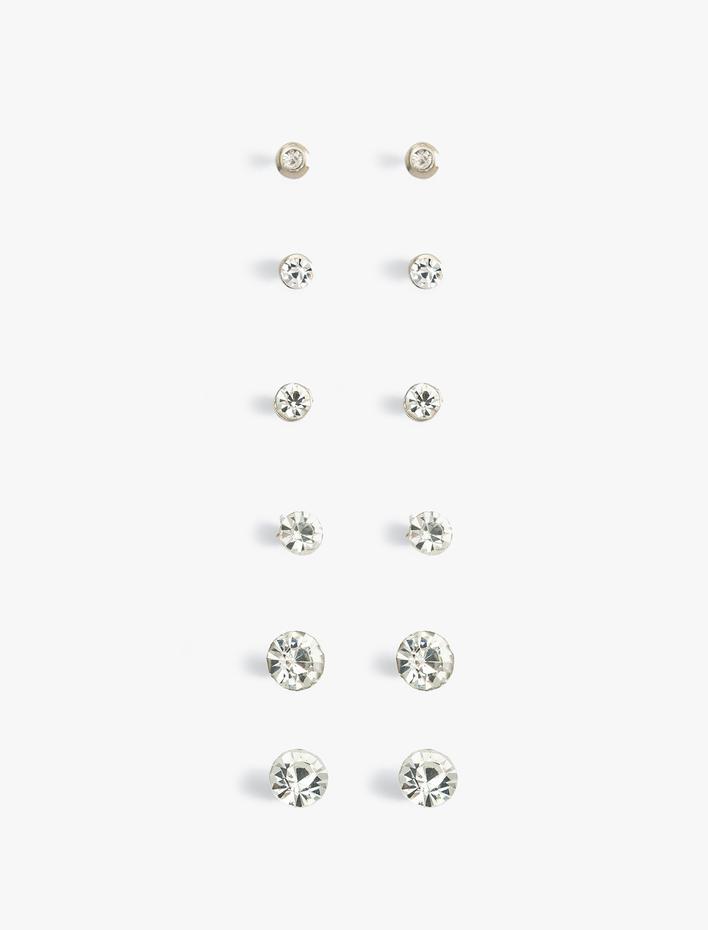 Kadın Top Küpe Seti 6'lı Taş Detaylı