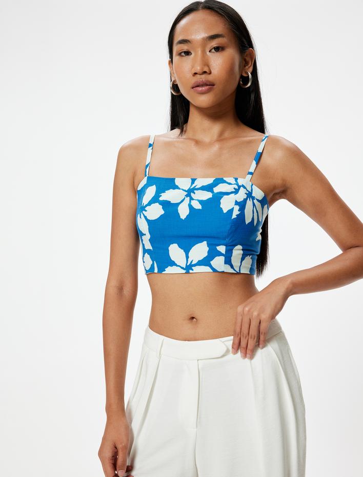  Askılı Çiçekli Büstiyer Arkası Gipeli Slim Fit