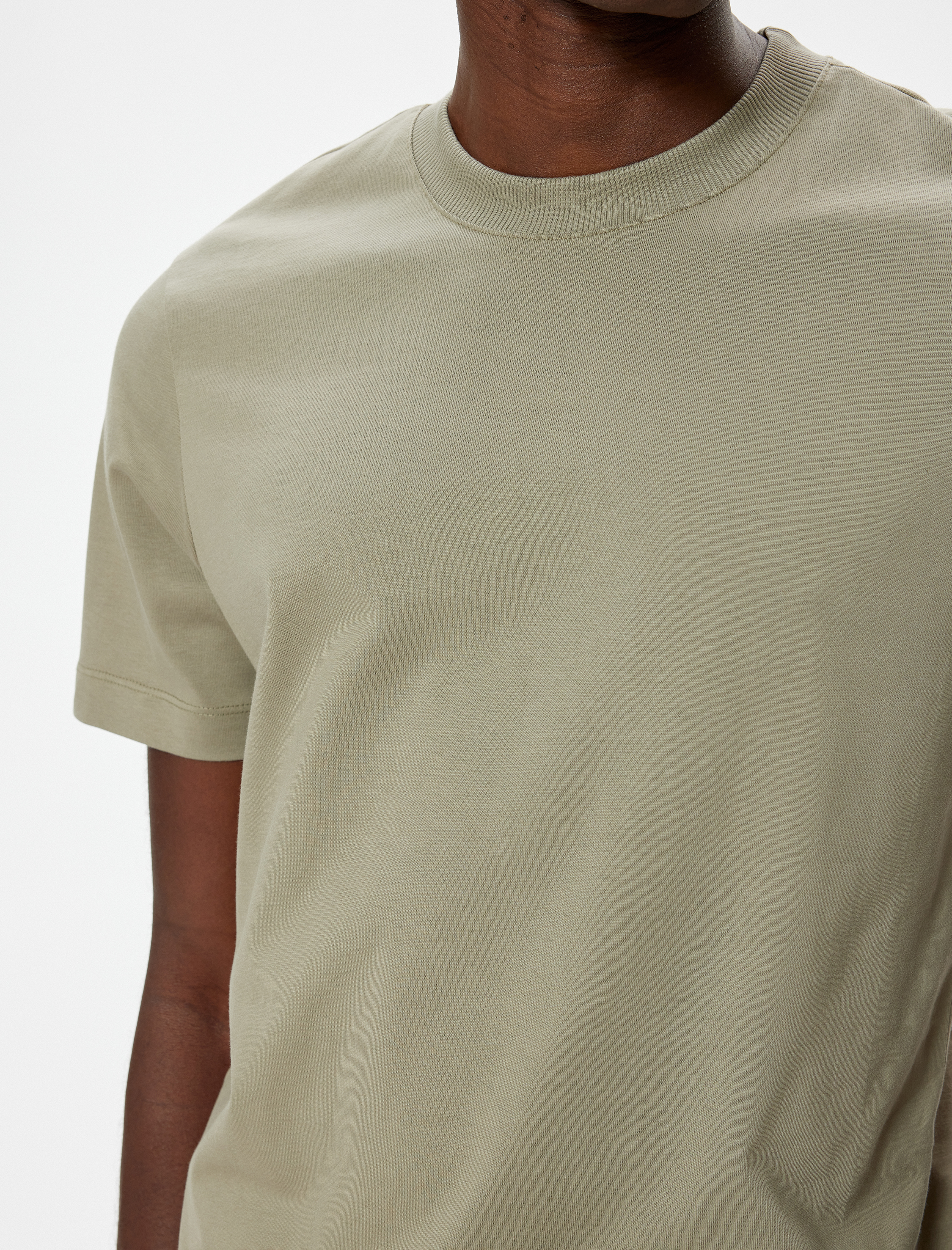   Kısa Kollu Pamuklu Bisiklet Yaka Basic Tişört