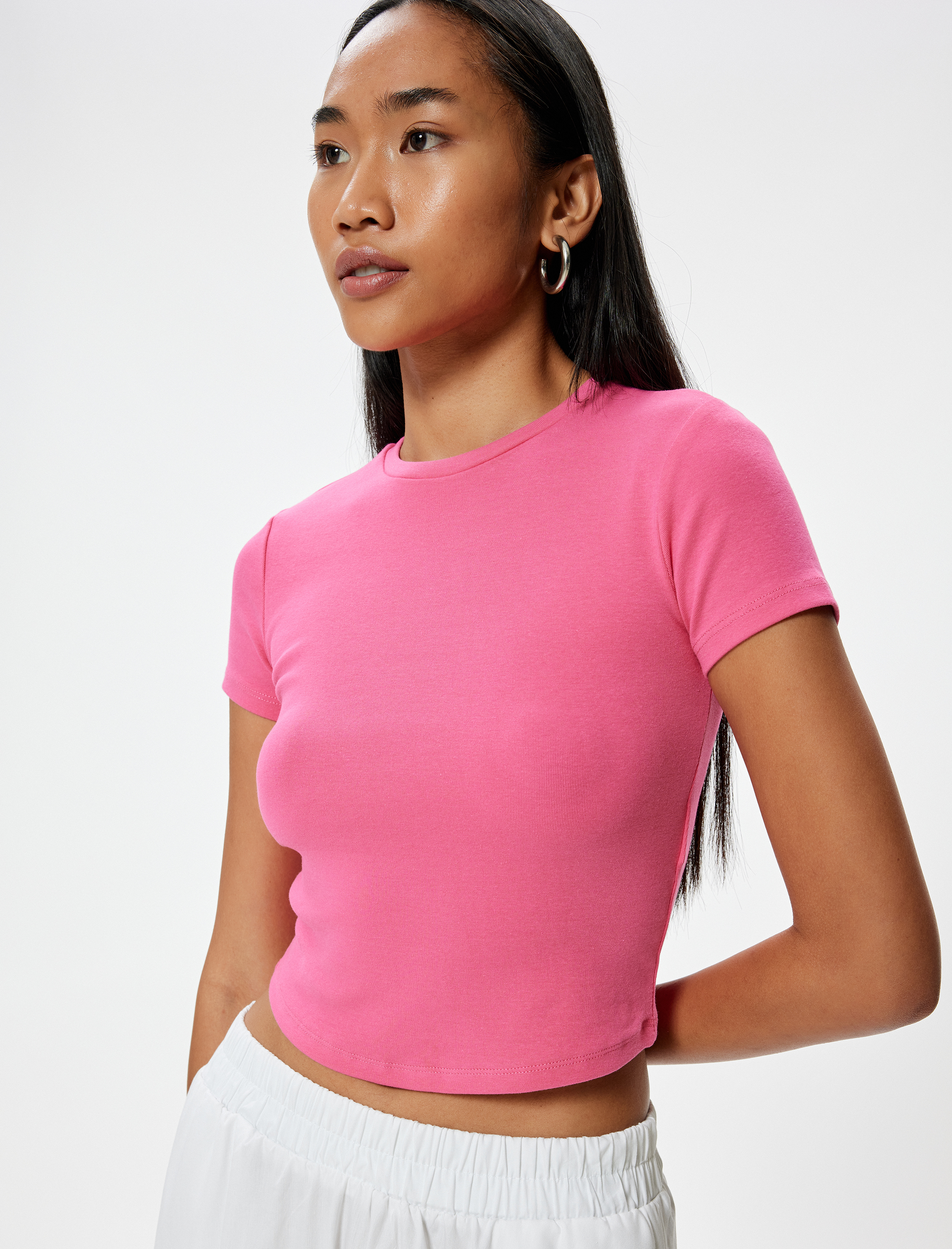   Basic Tişört Kısa Kollu Bisiklet Yaka