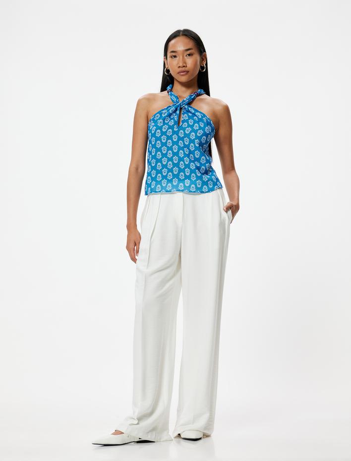  Halter Yaka Üst Etnik Desenli