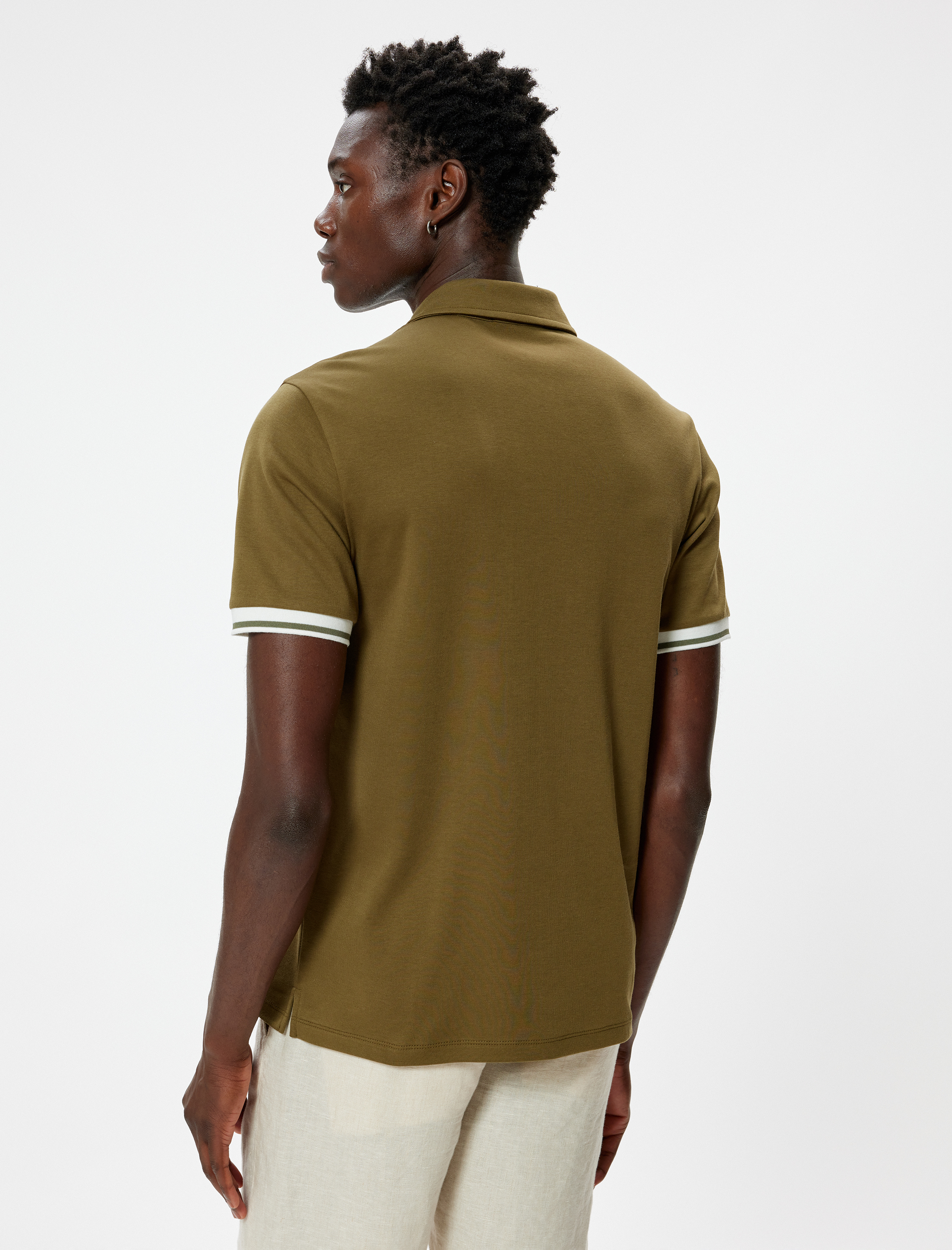   Polo Yaka Tişört Slim Fit Düğmeli Kısa Kollu