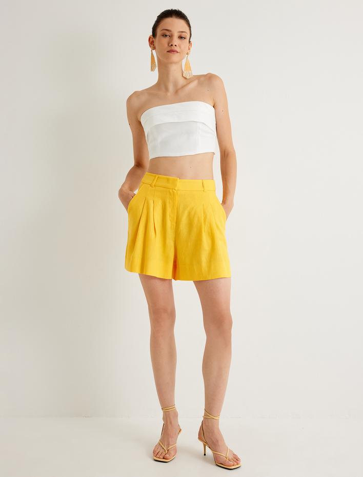  Koton X Melis Ağazat - Keten Karışımlı Pileli Şort