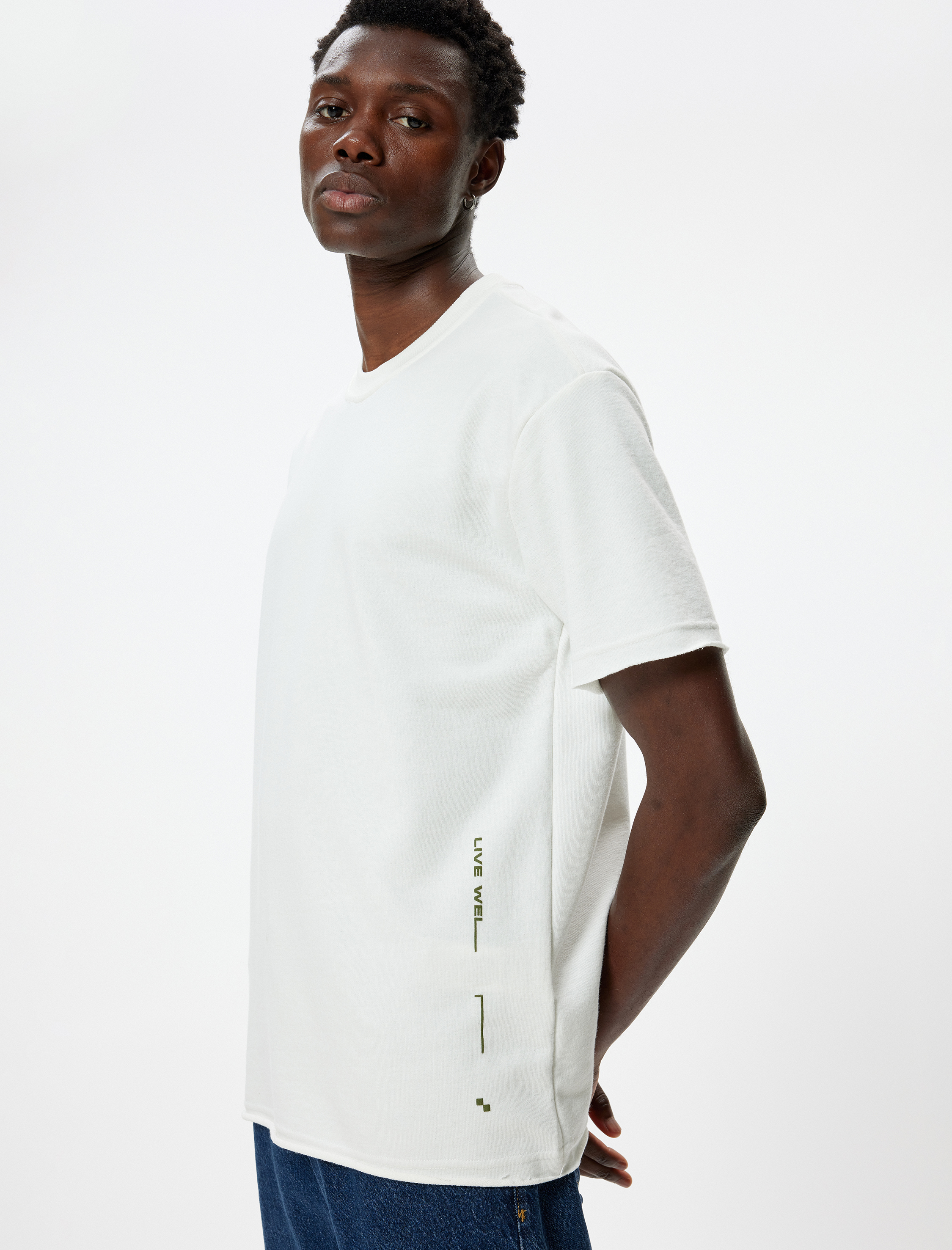   Pamuk Karışımlı Kısa Kollu Bisiklet Yaka Slogan Baskılı Oversize Tişört