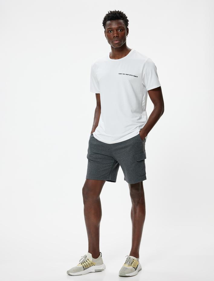  Spor Şort Kapaklı Cep Detaylı Pamuk Karışımlı