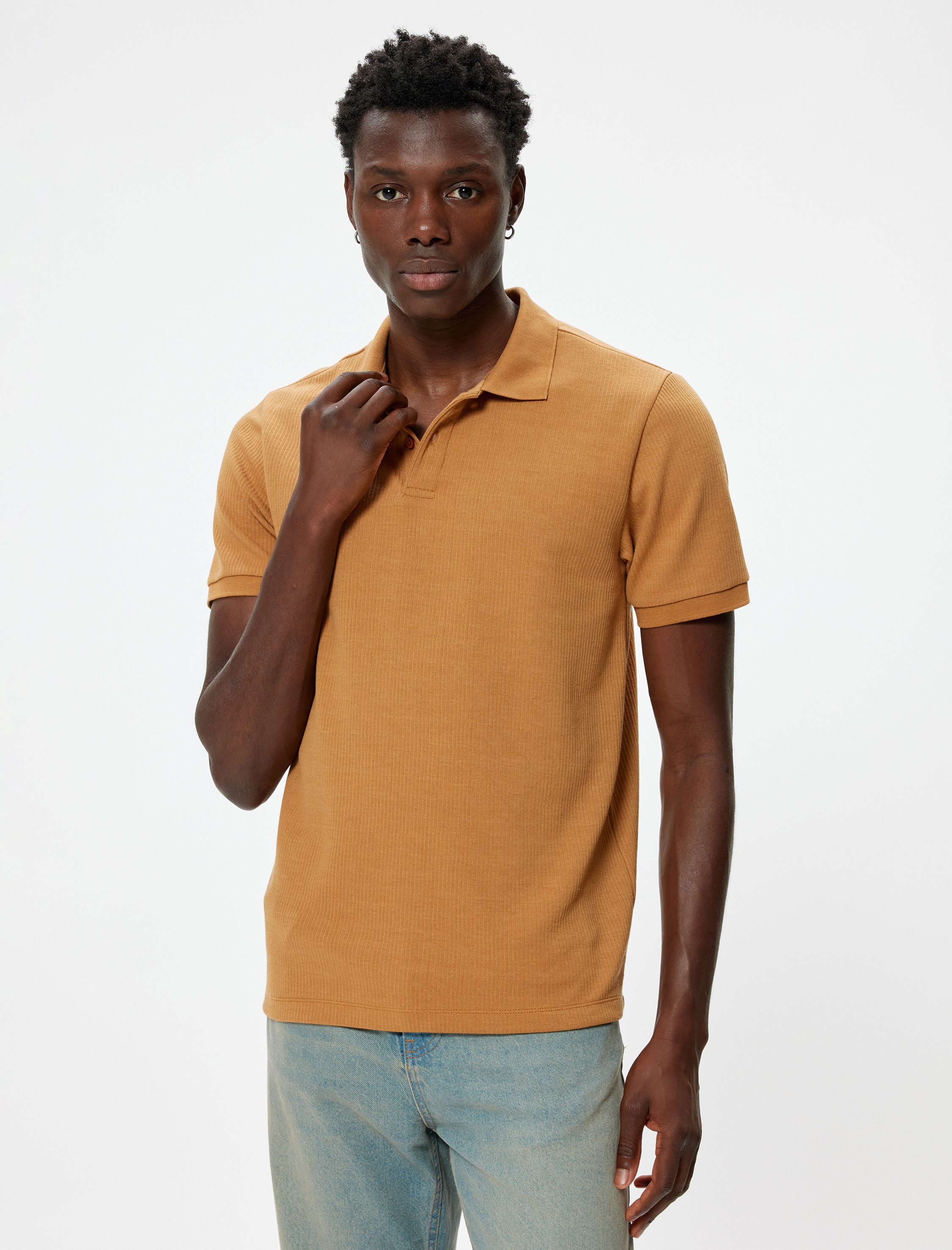 Polo Yaka Tişört Kısa Kollu Pamuk Karışımlı