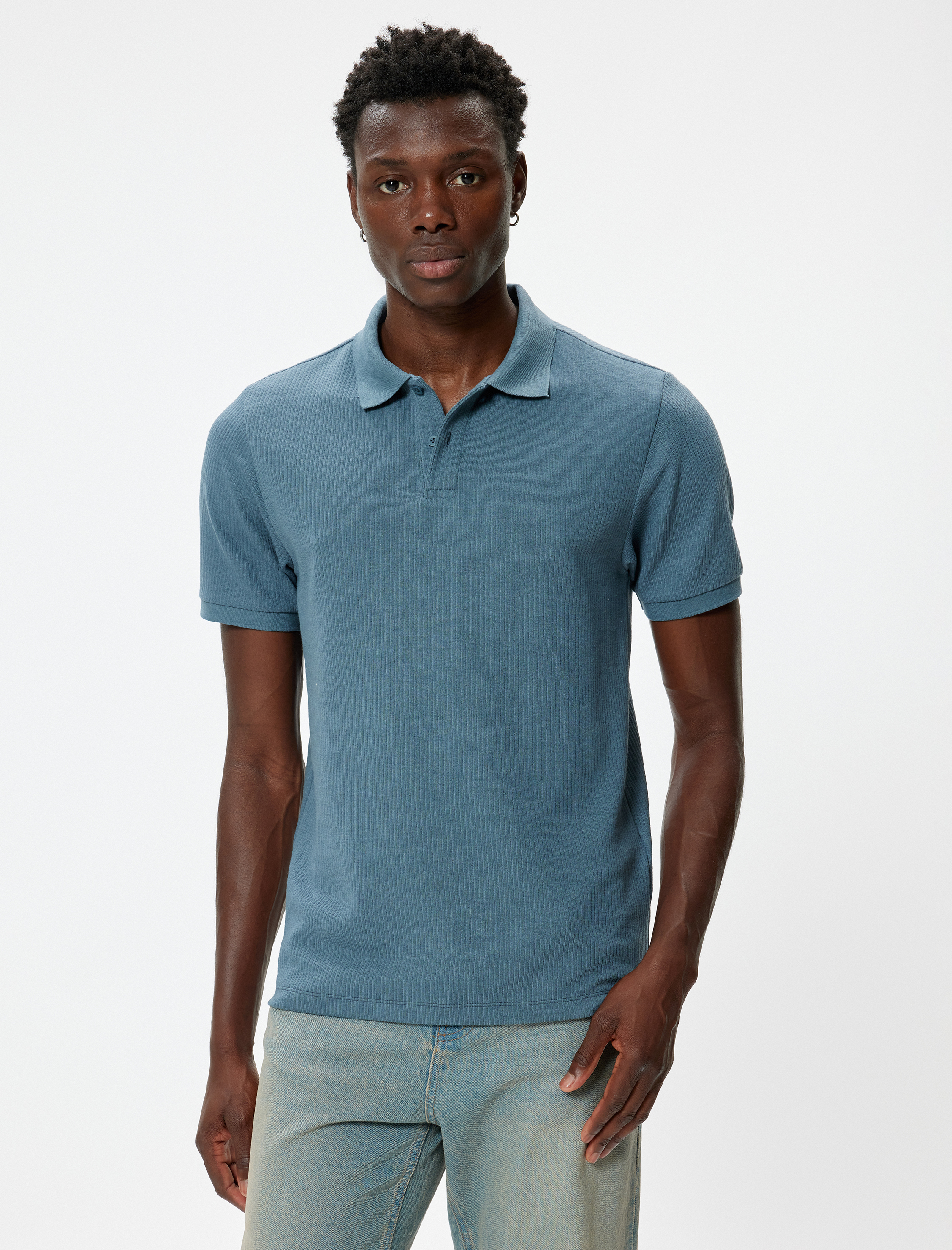   Polo Yaka Tişört Kısa Kollu Pamuk Karışımlı