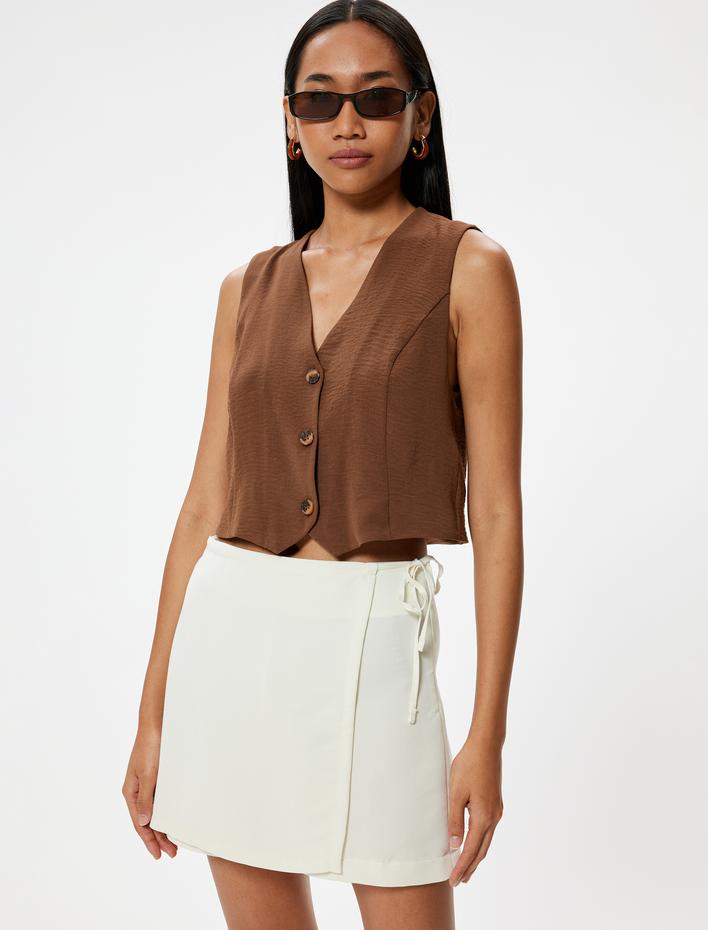  Mini Şort Etek Bağlama Detaylı Modal Karışımlı