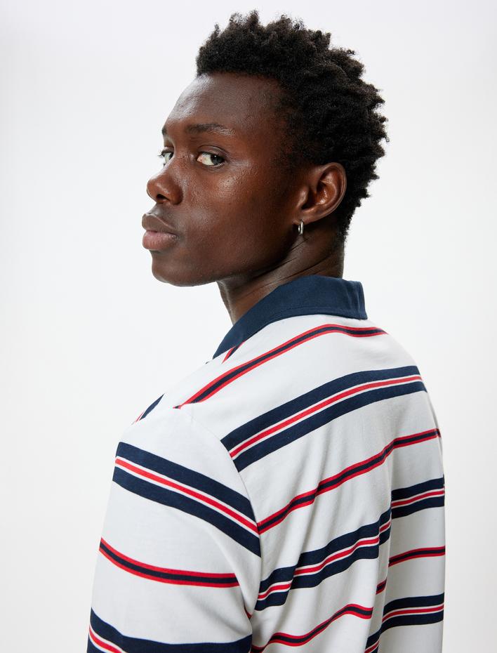  Polo Yaka Tişört Düğmeli Kısa Kollu Pamuklu