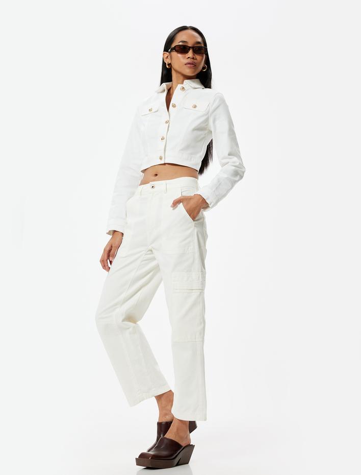  Kargo Kot Pantolon Cep Detaylı Normal Bel Düz Paça Pamuklu