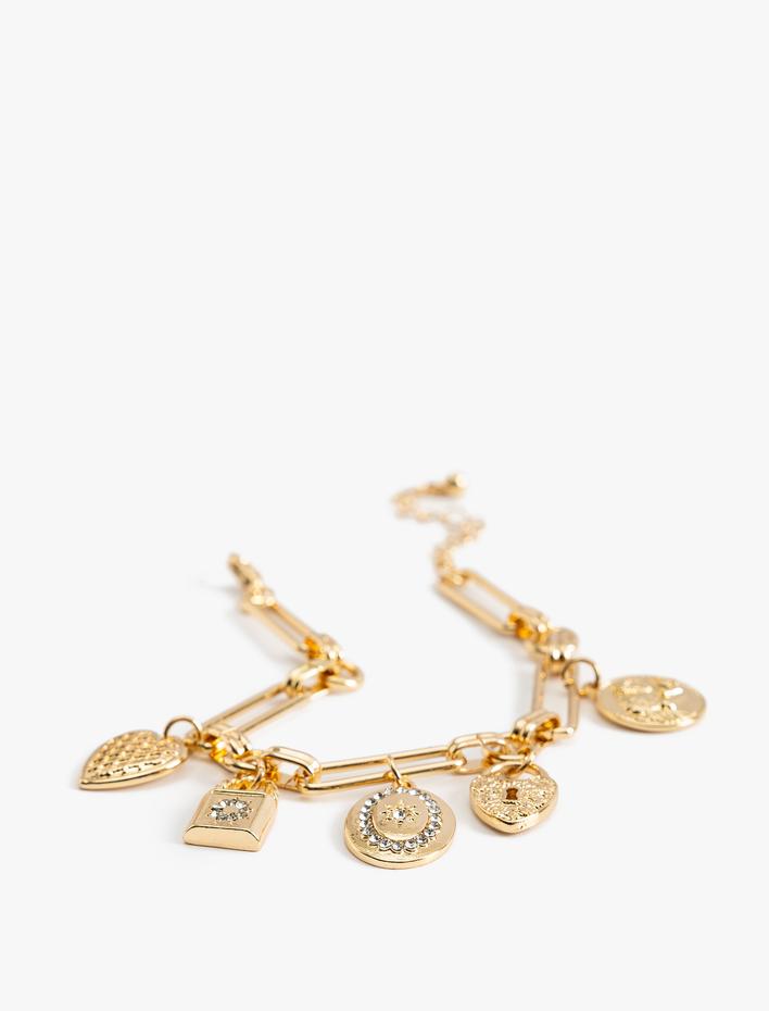 Kadın Zincir Bileklik Kalp Detaylı Sallantılı