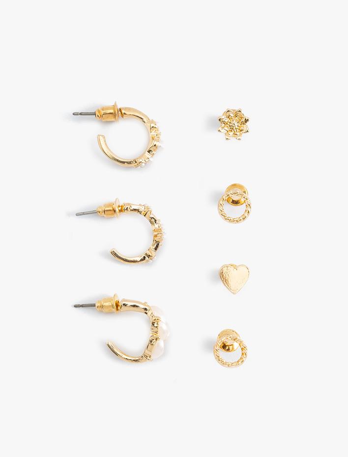 Kadın Burgu Halka ve Top Küpe Seti 6'lı