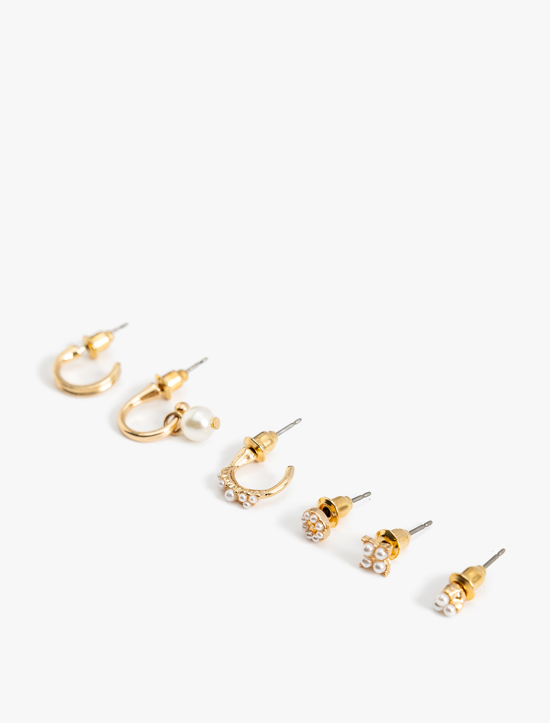  Kadın İncili Halka ve Top Küpe Seti 6'lı