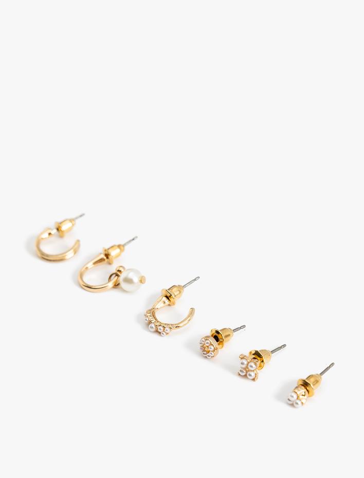 Kadın İncili Halka ve Top Küpe Seti 6'lı