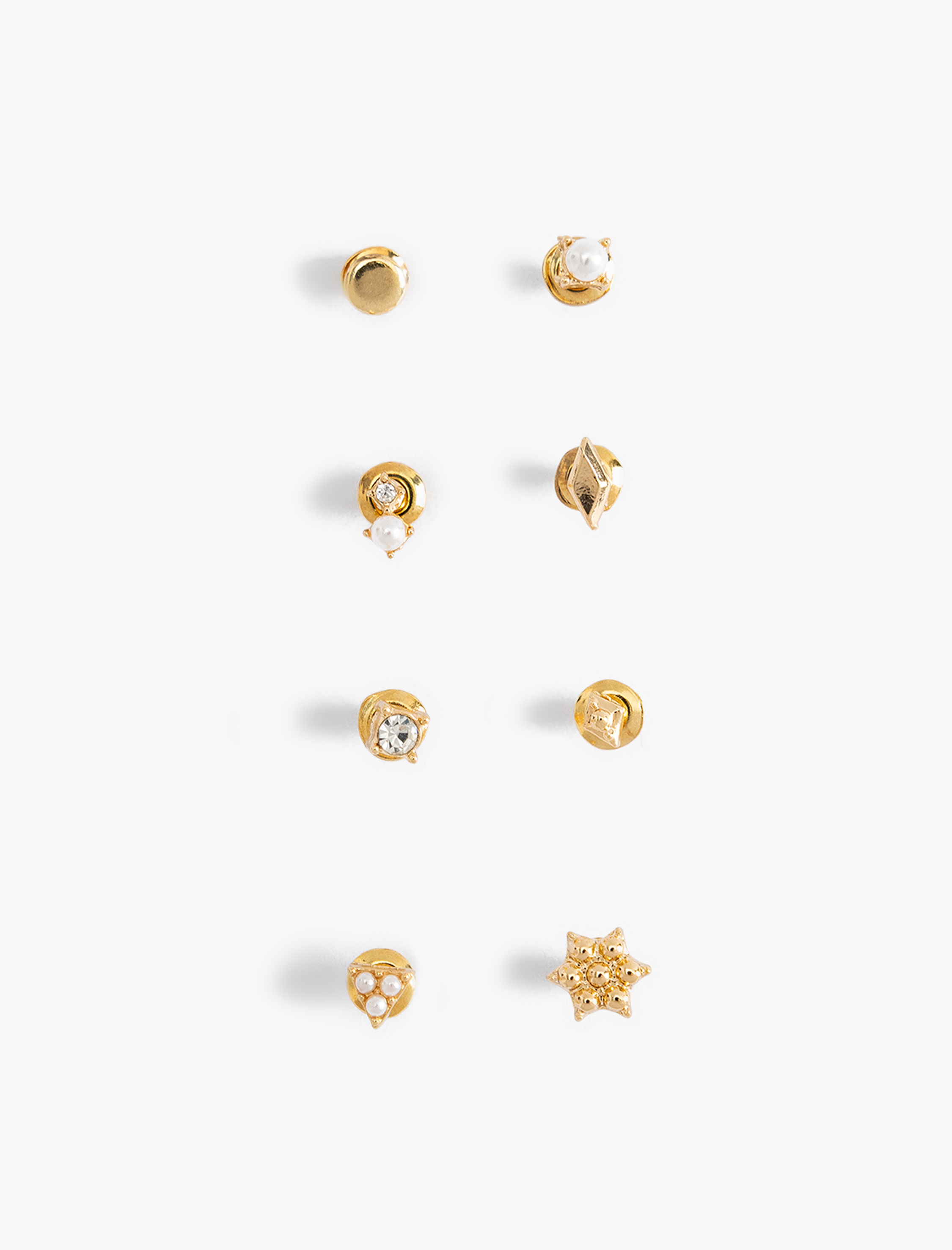  Kadın Top Küpe Seti İnci Detaylı Çelik Karışımlı