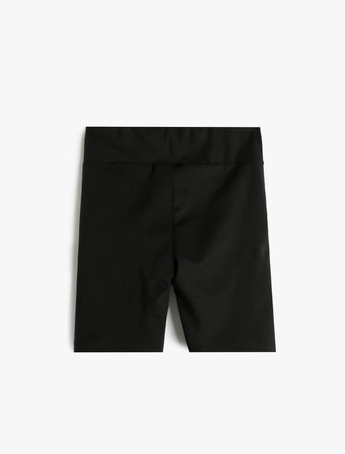 Kız Çocuk Kısa Tayt Renk Bloklu Beli Lastikli