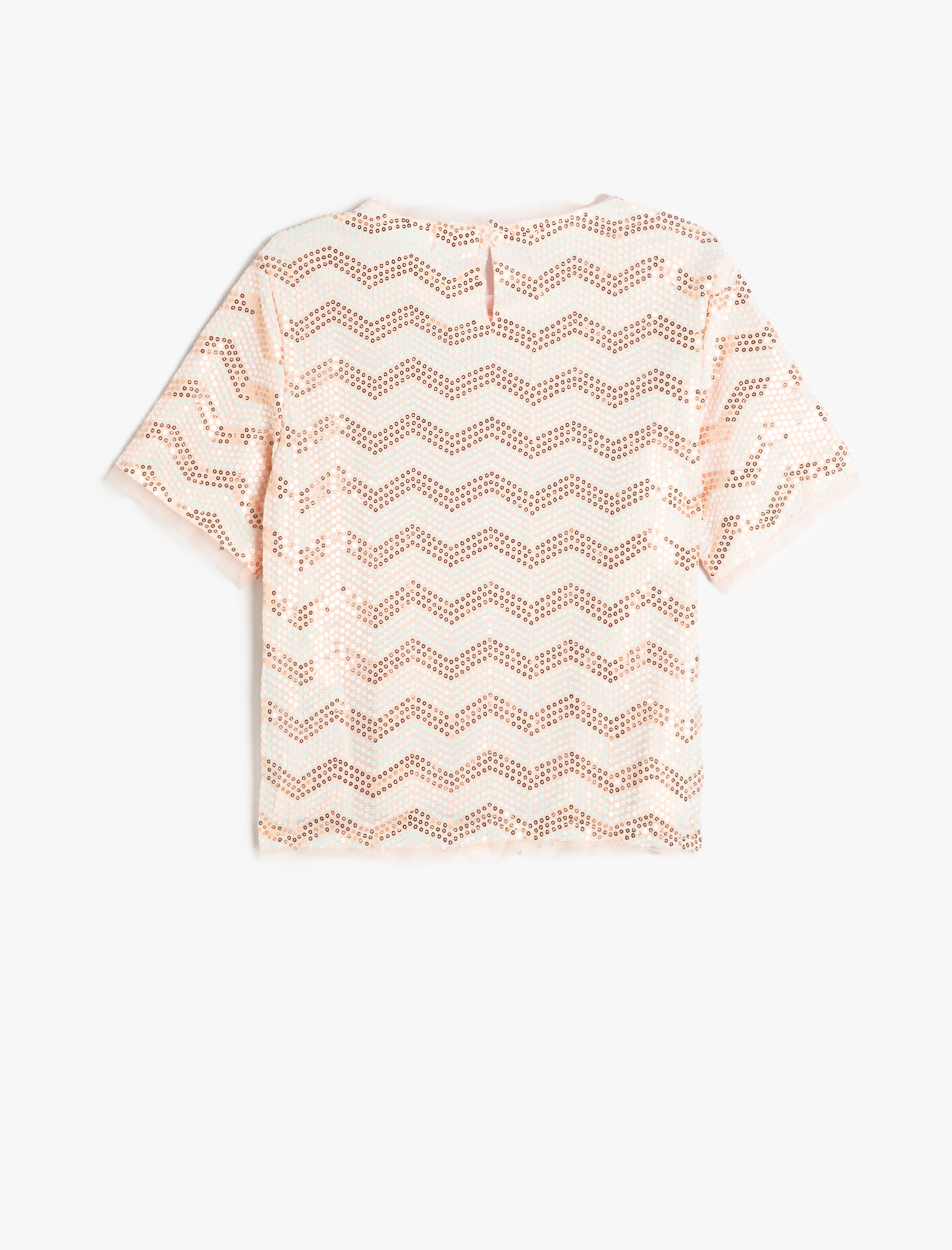 Kız Çocuk Pullu Payetli Bluz Kısa Kollu Bisiklet Yaka