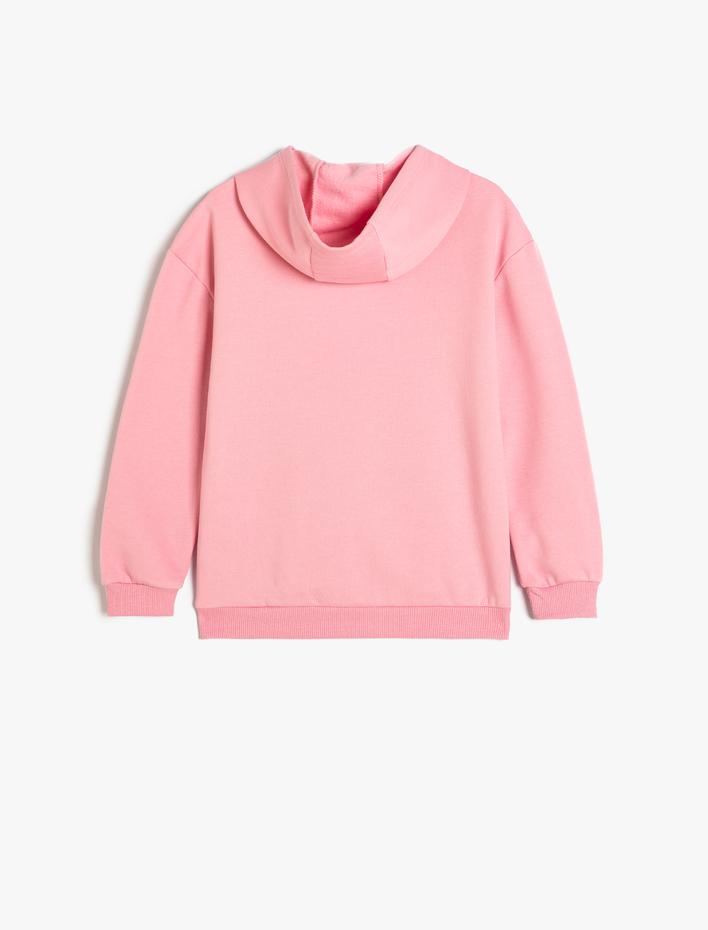 Kız Çocuk Oversize Kapşonlu Sweatshirt Anime Baskılı Uzun Kollu Şardonlu