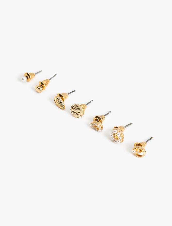 Kadın Top Küpe Seti İnci Detaylı