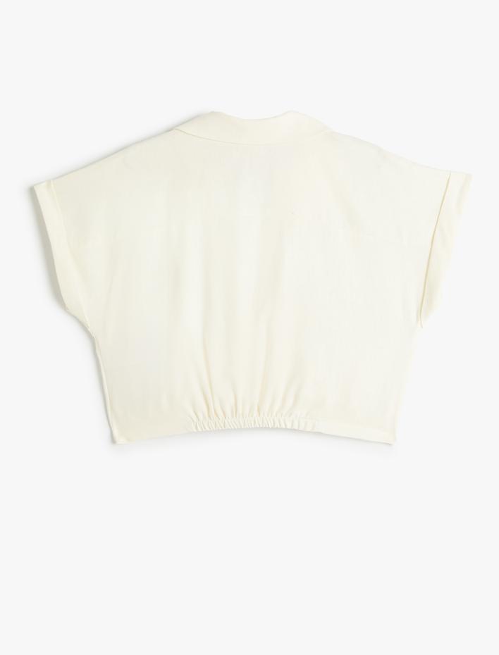 Kız Çocuk Crop Gömlek Kısa Kollu Önden Bağlamalı