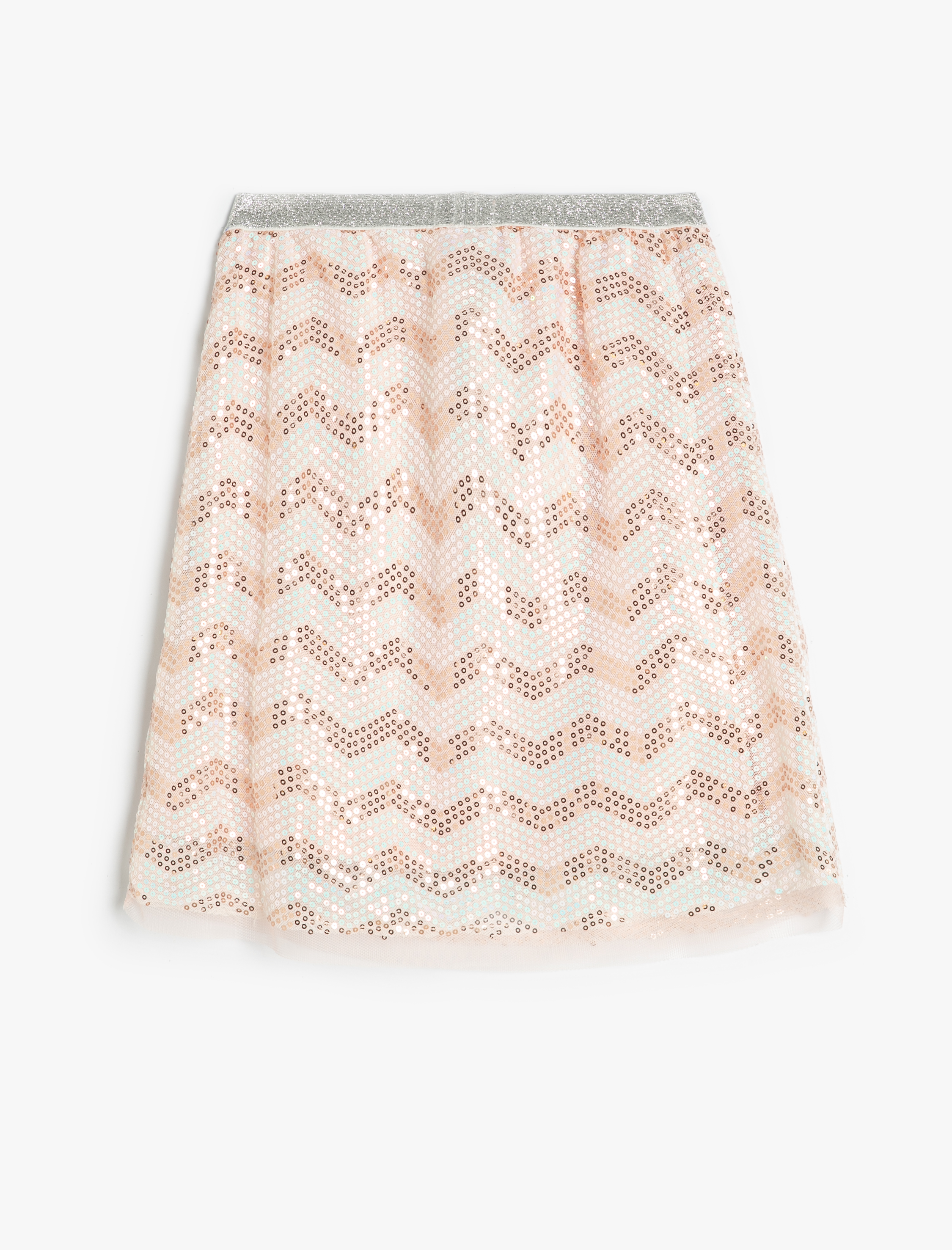  Kız Çocuk Pullu Payetli Etek Astarlı Beli Lastikli