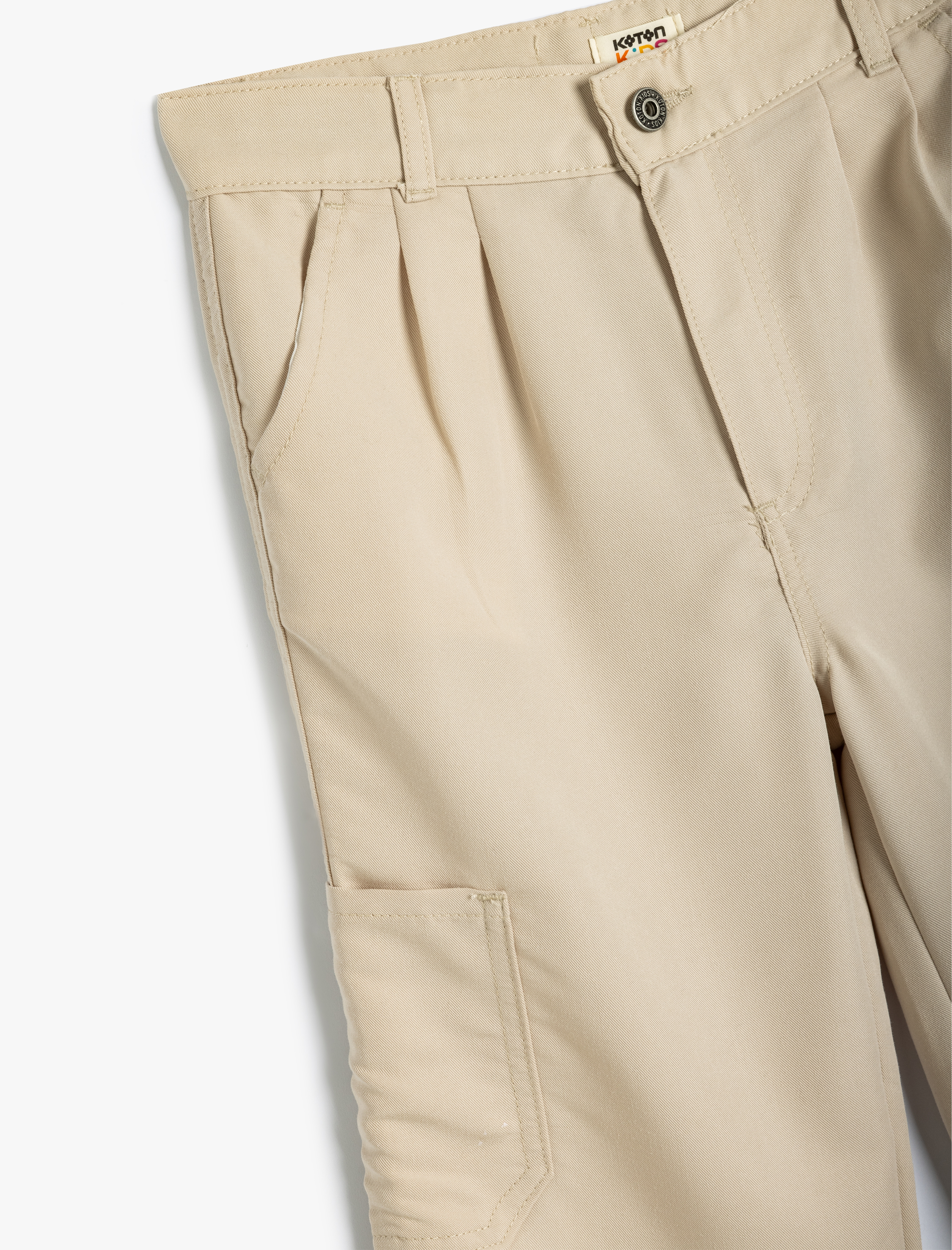  Kız Çocuk Jogger Kargo Cepli Pantolon Düğmeli Bol Kalıp