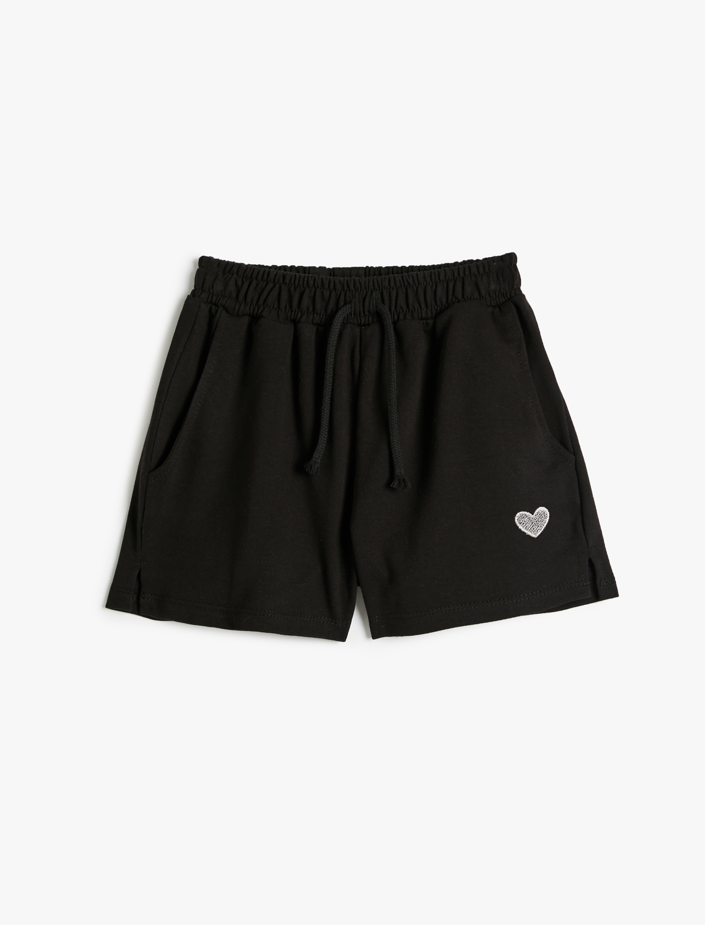  Kız Çocuk Basic Şort Beli Bağlamalı Kalp Detaylı Rahat Kesim