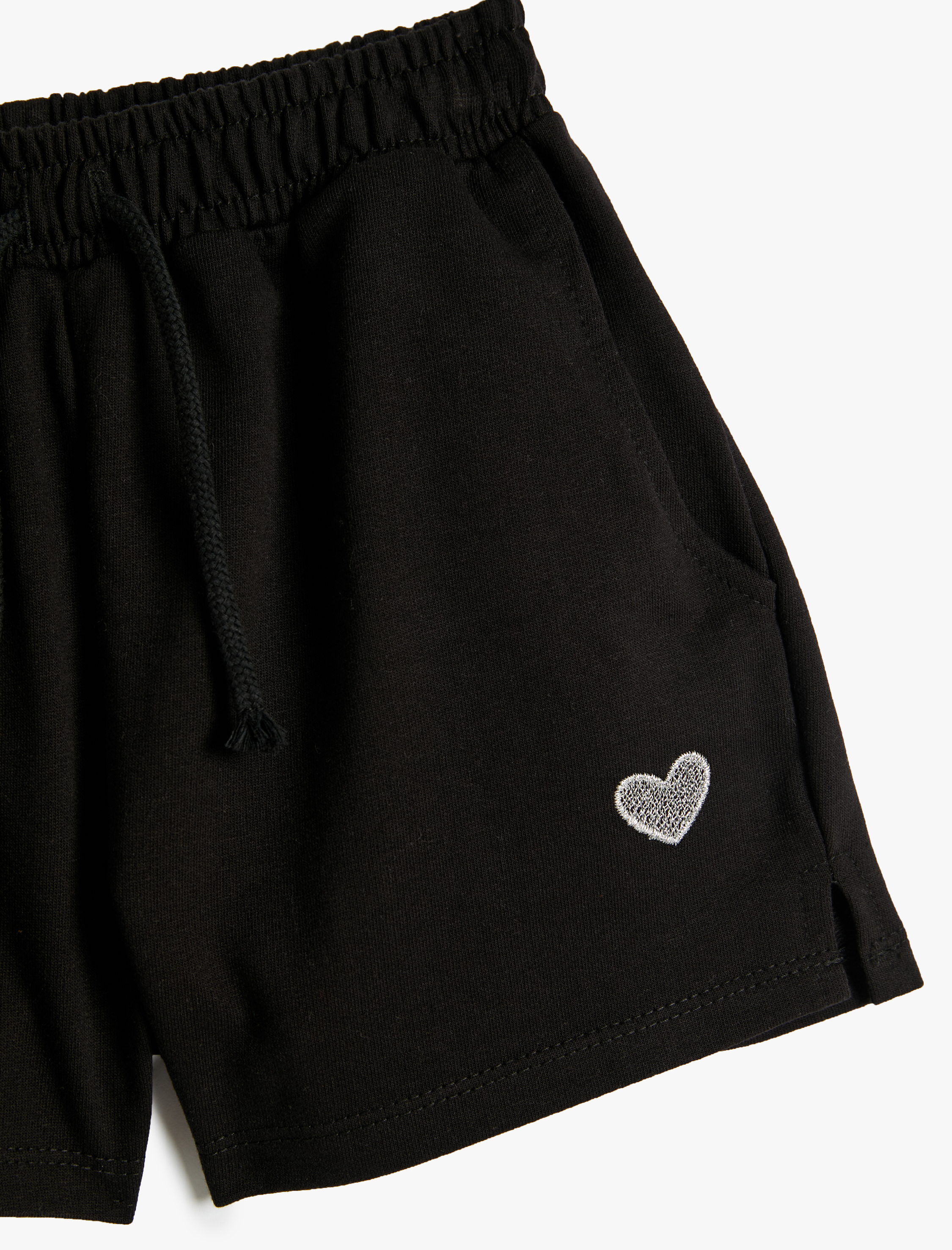  Kız Çocuk Basic Şort Beli Bağlamalı Kalp Detaylı Rahat Kesim