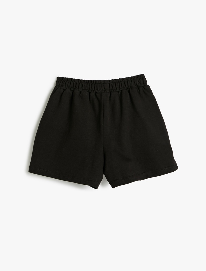 Kız Çocuk Basic Şort Beli Bağlamalı Kalp Detaylı Rahat Kesim