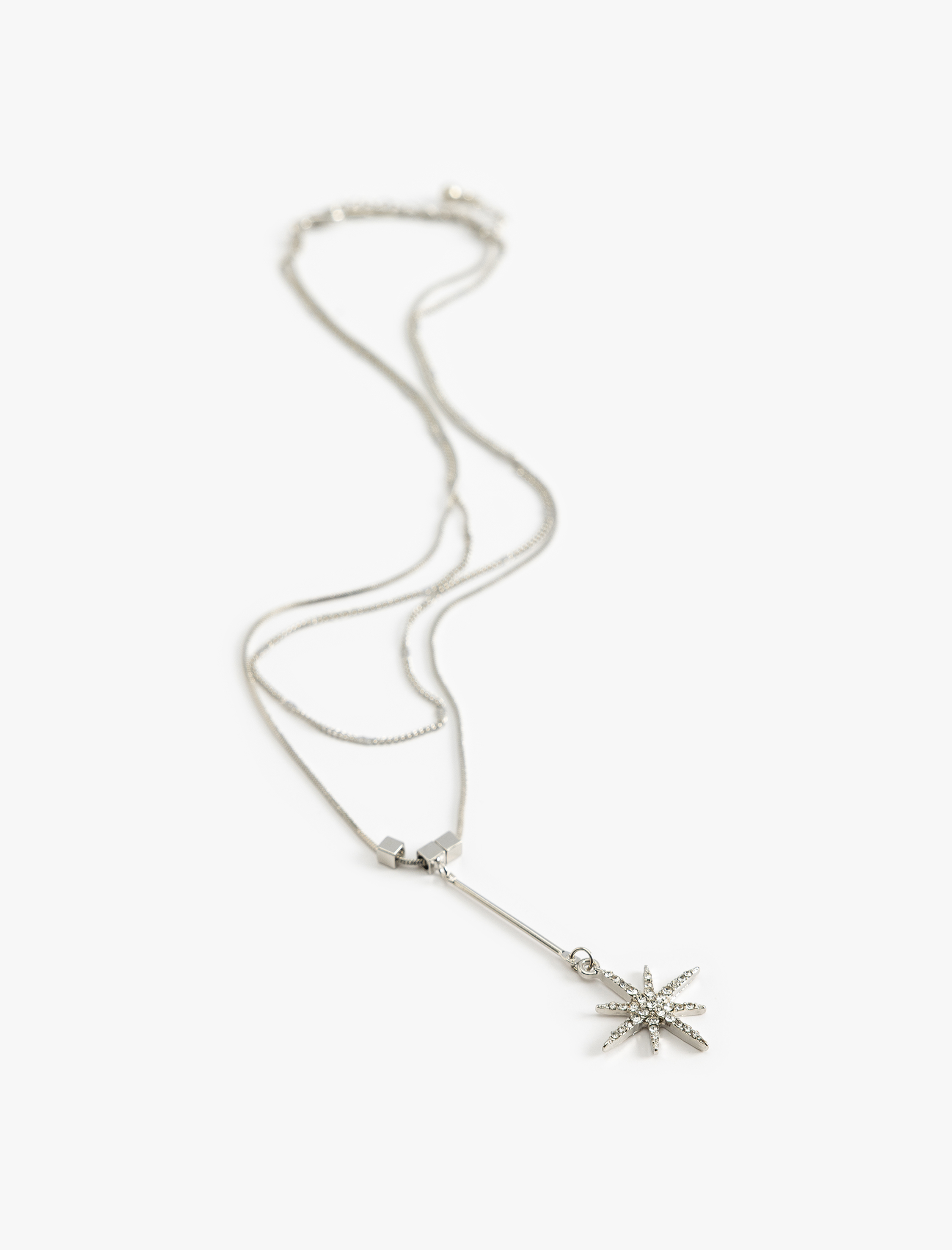  Kadın Çelik Kolye Charm Detaylı 2 Sıralı