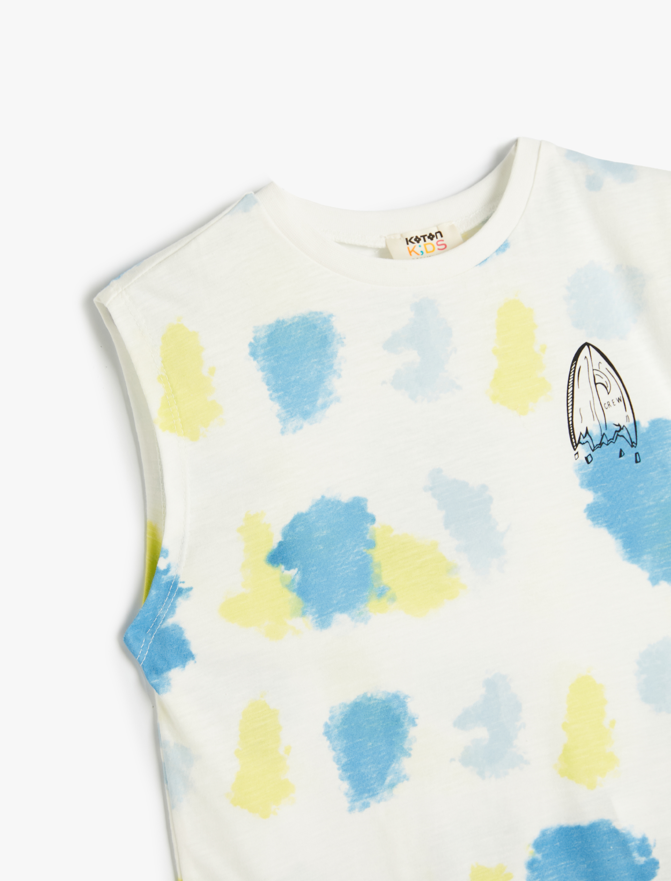  Erkek Çocuk Atlet Batik Desenli Sörf Baskı Detaylı