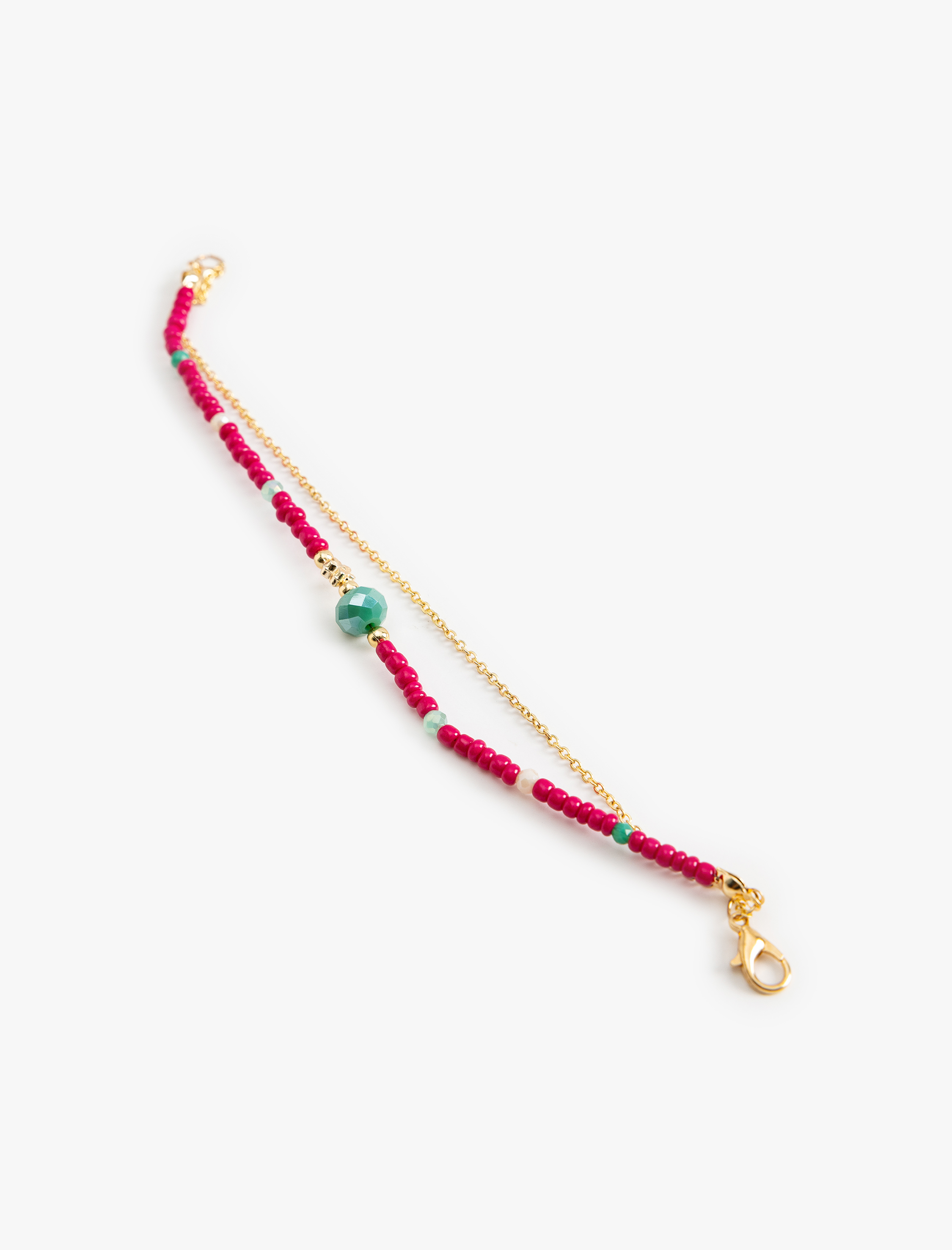  Kadın İki Sıralı Boncuklu Zincir Bileklik