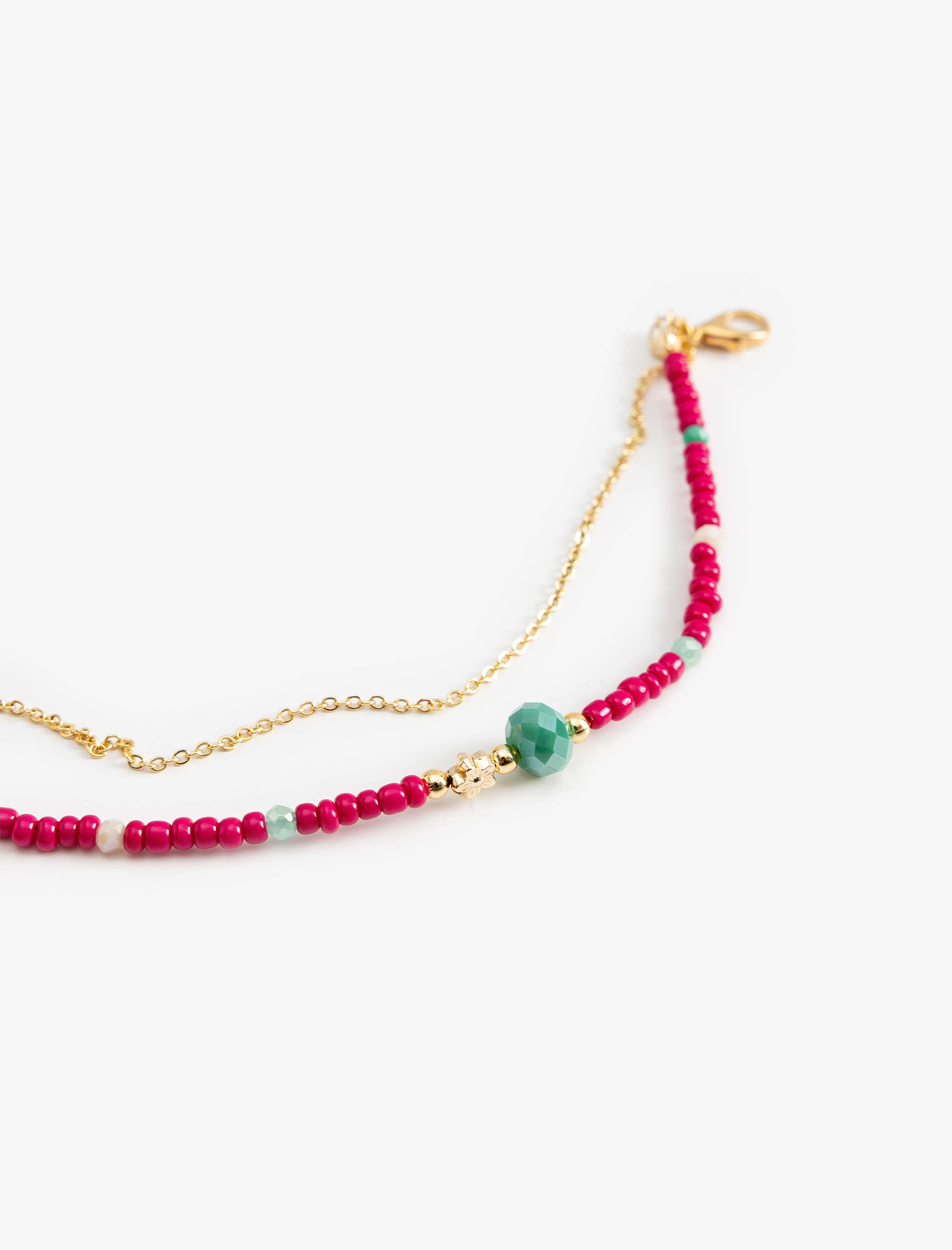  Kadın İki Sıralı Boncuklu Zincir Bileklik