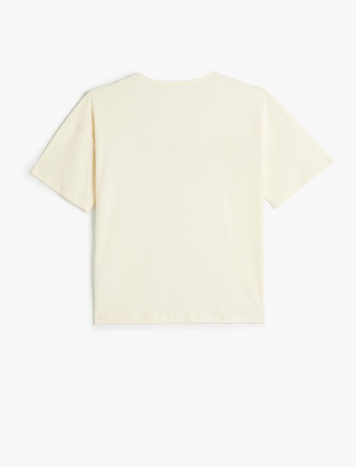 Kız Çocuk Tişört Slogan Temalı Baskılı Kısa Kollu Bisiklet Yaka