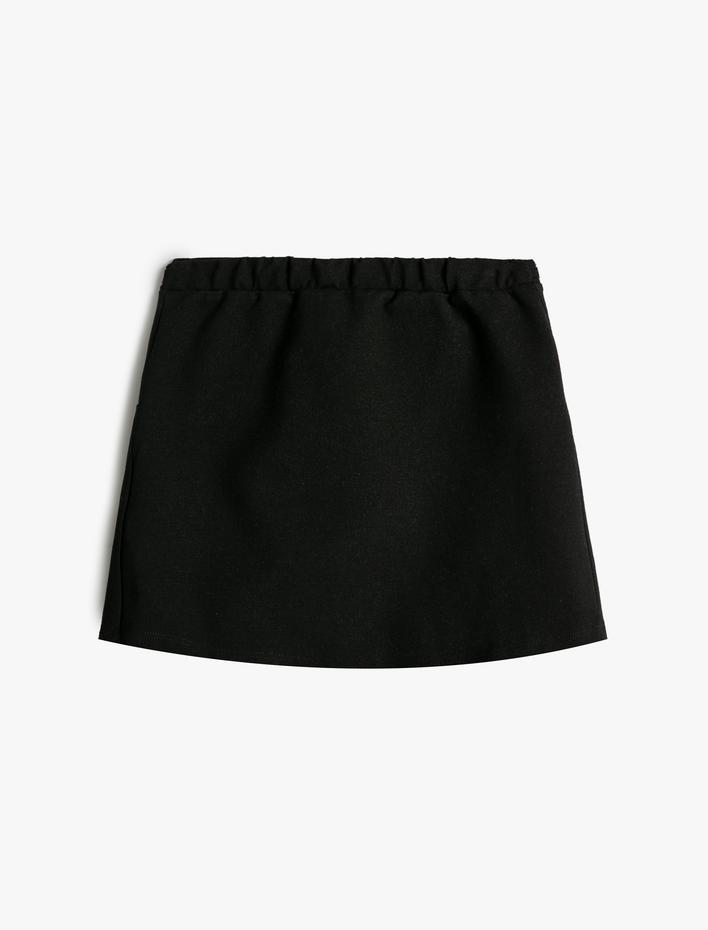 Kız Çocuk Mini Etek Toka Detaylı Pileli