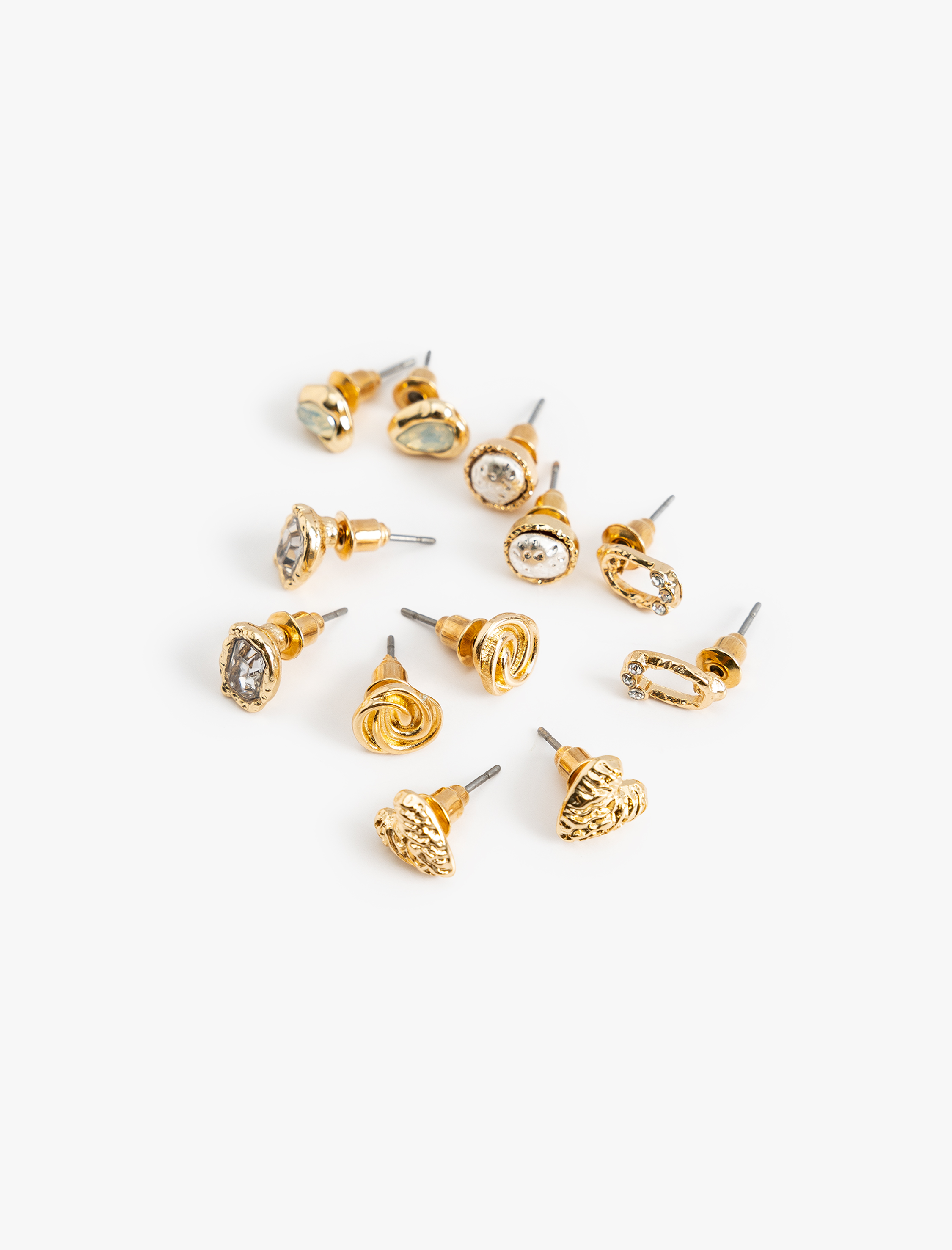  Kadın Top Küpe Seti Taş Detaylı