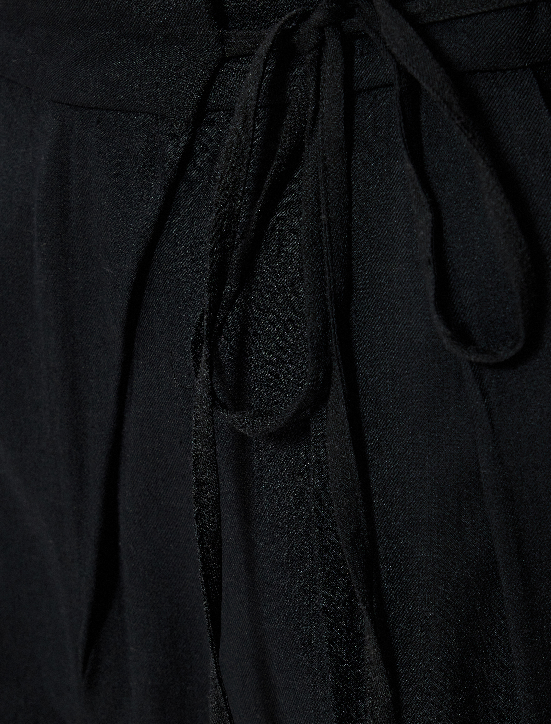   Geniş Paça Pantolon Viskoz Keten Karışımlı Bağlama Detaylı