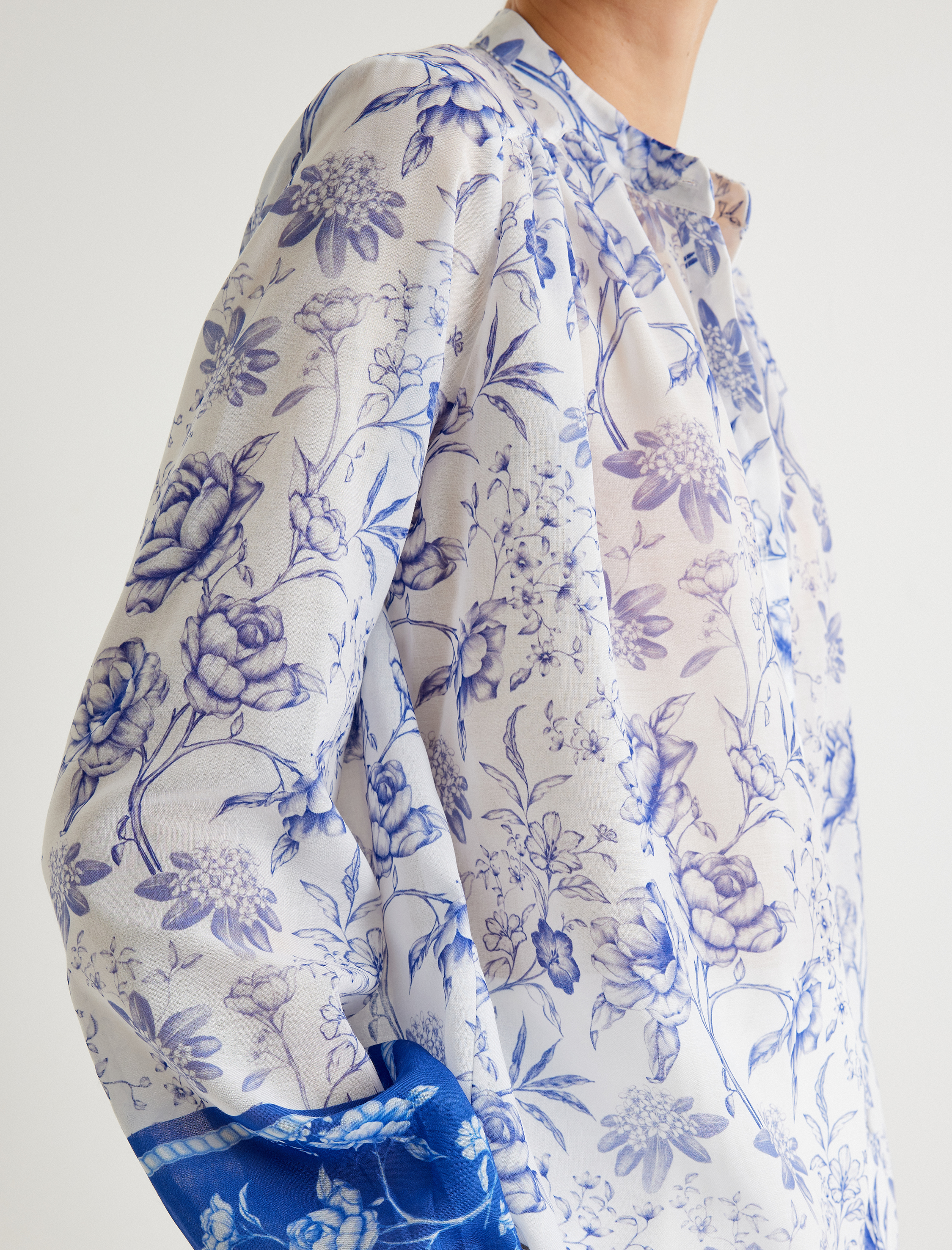   Koton X Melis Ağazat - Çiçekli Yakasız Gömlek Uzun Kolu