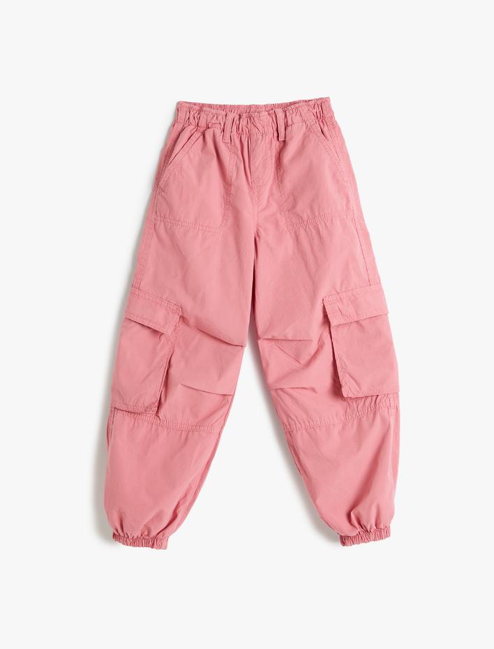 Kız Çocuk Jogger Kargo Pantolon Beli Lastikli Cepli