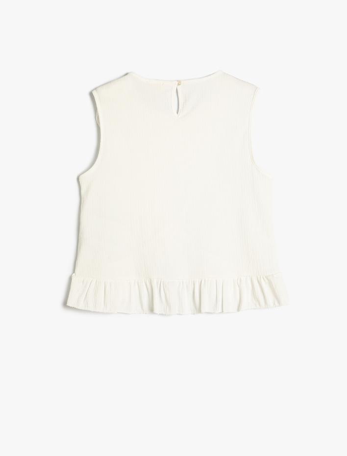 Kız Çocuk Bluz Kolsuz Fırfırlı Bisiklet Yaka