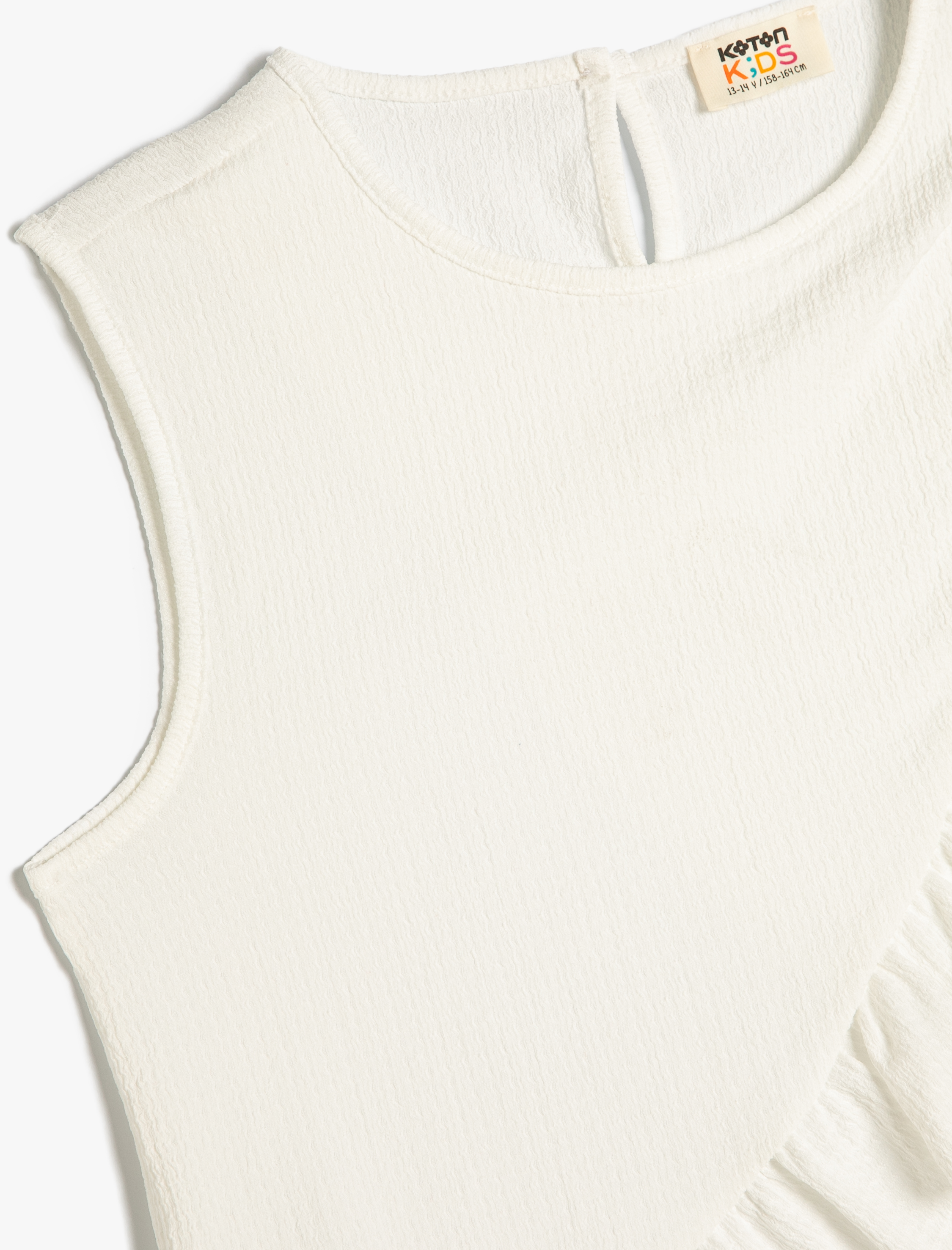  Kız Çocuk Bluz Kolsuz Fırfırlı Bisiklet Yaka