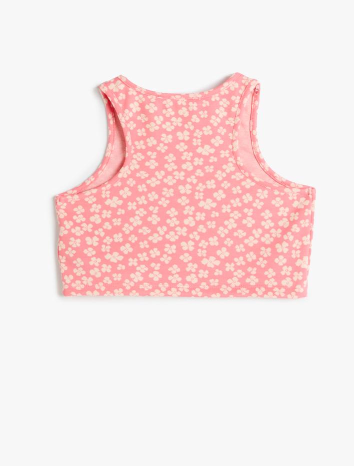 Kız Çocuk Crop Atlet Kolsuz Çiçekli Bisiklet Yaka