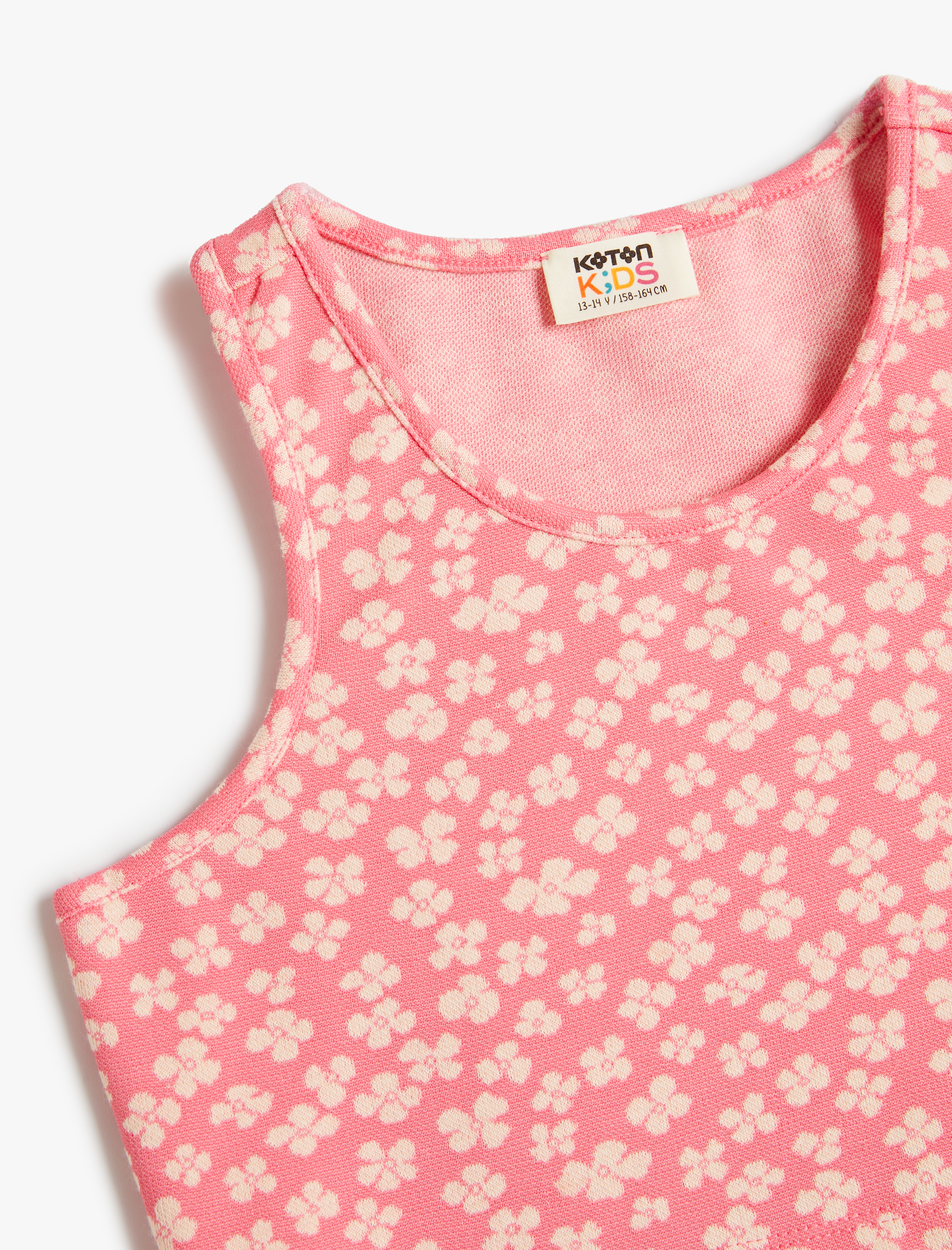  Kız Çocuk Crop Atlet Kolsuz Çiçekli Bisiklet Yaka