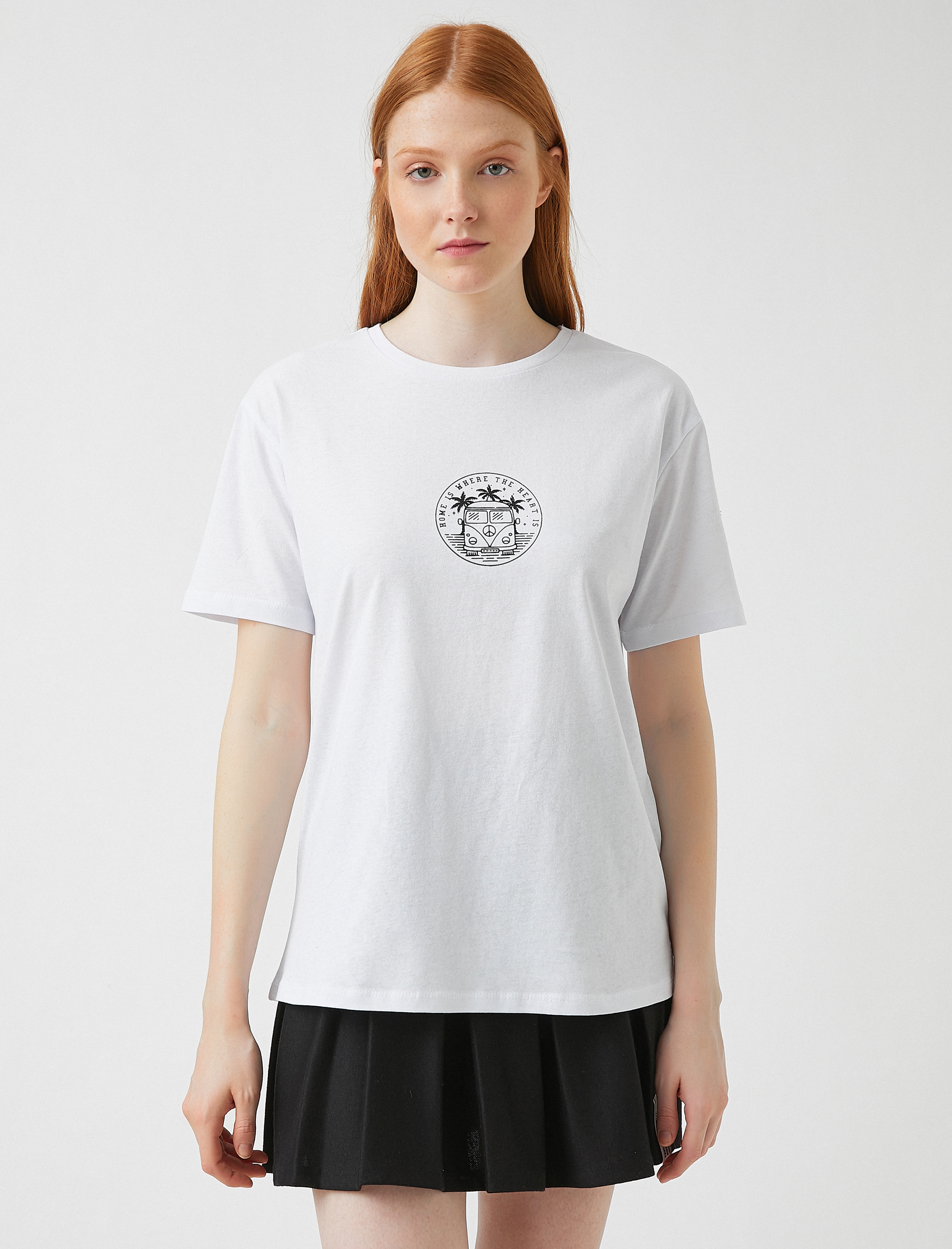   Baskılı Kısa Kollu Pamuklu Tişört