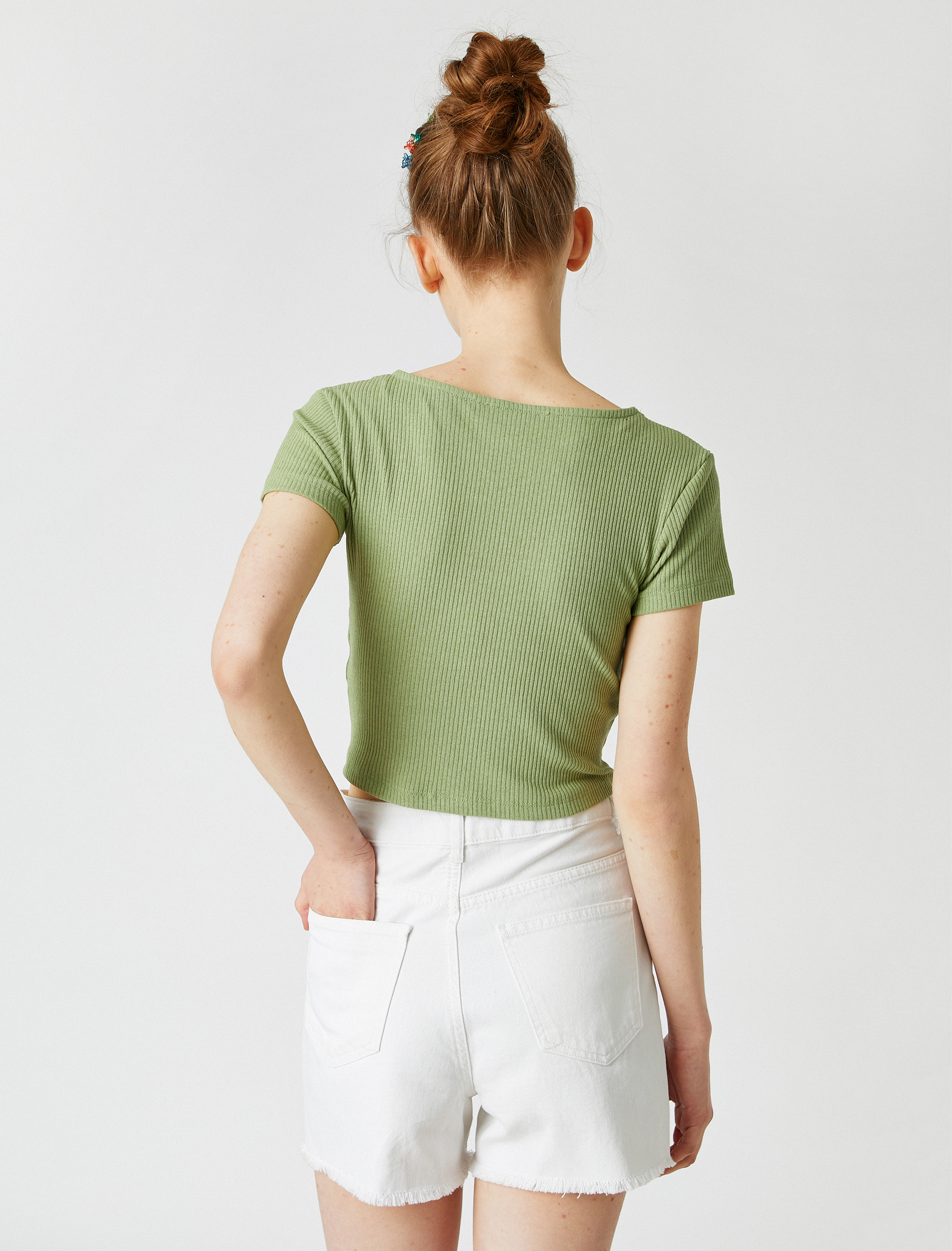   Kısa Kollu Büzgülü Tişört