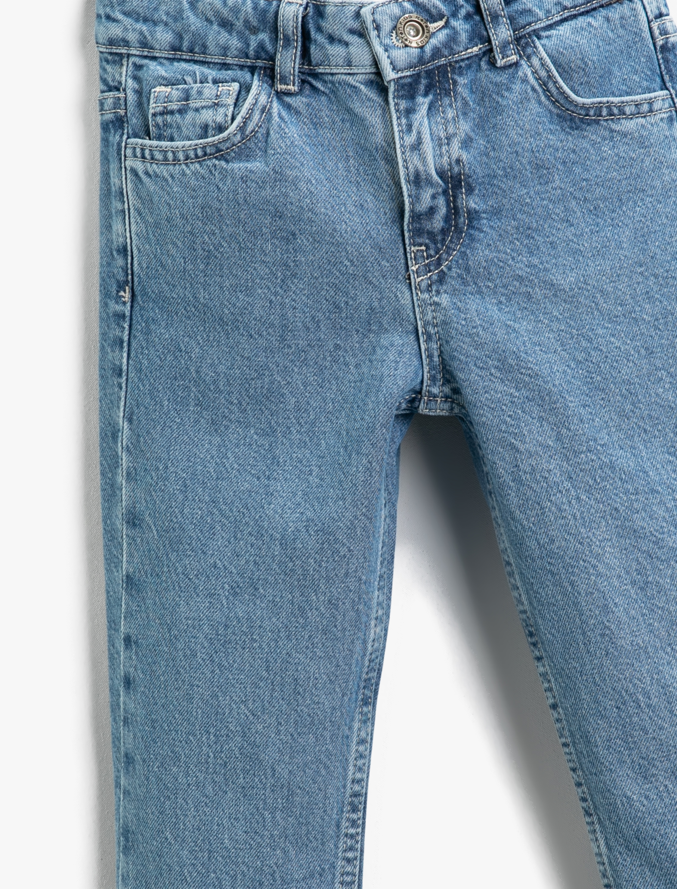  Kız Çocuk Kot Pantolon Cepli Pamuklu - Boyfriend Jean