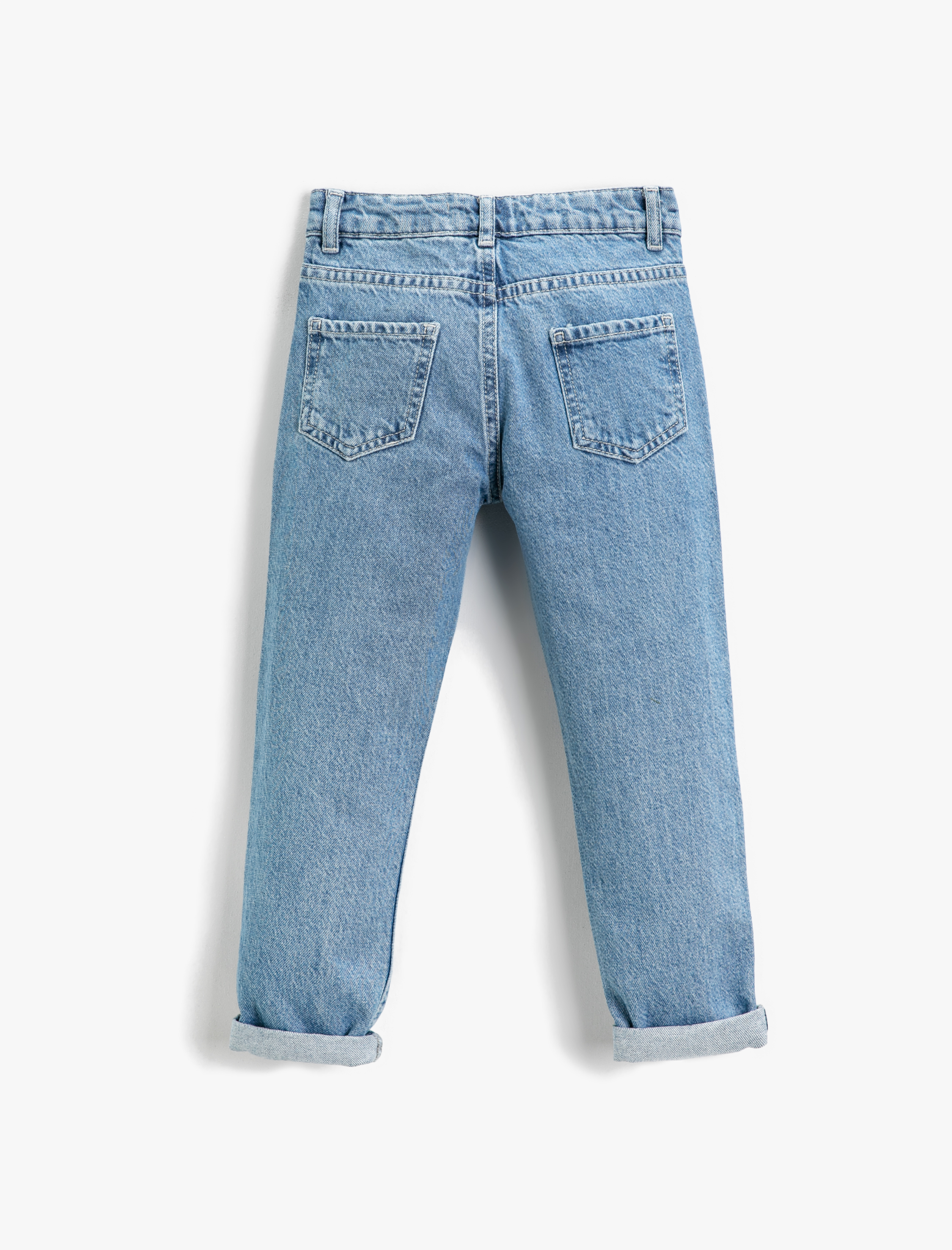  Kız Çocuk Kot Pantolon Cepli Pamuklu - Boyfriend Jean