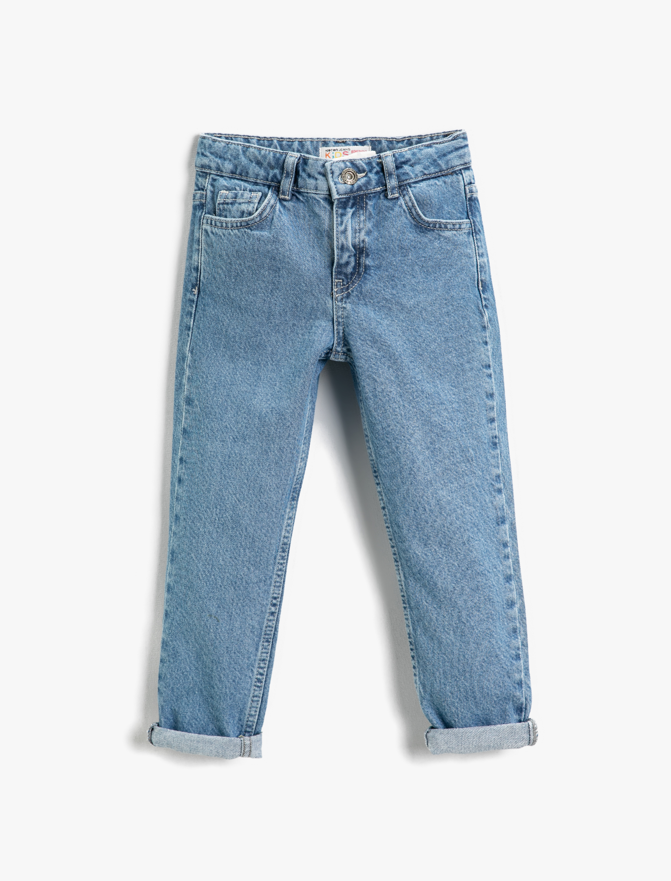  Kız Çocuk Kot Pantolon Cepli Pamuklu - Boyfriend Jean